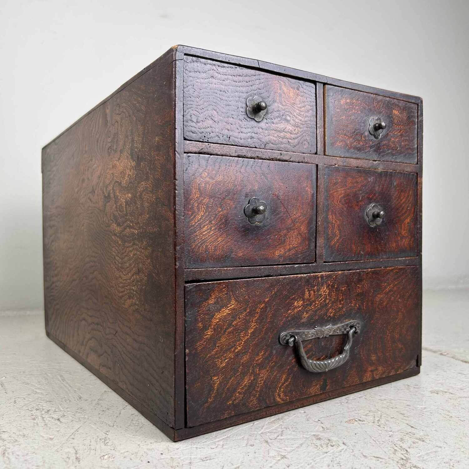Antique Haribako Tansu Japanese Cabinet 針 箱 from the Meiji period.