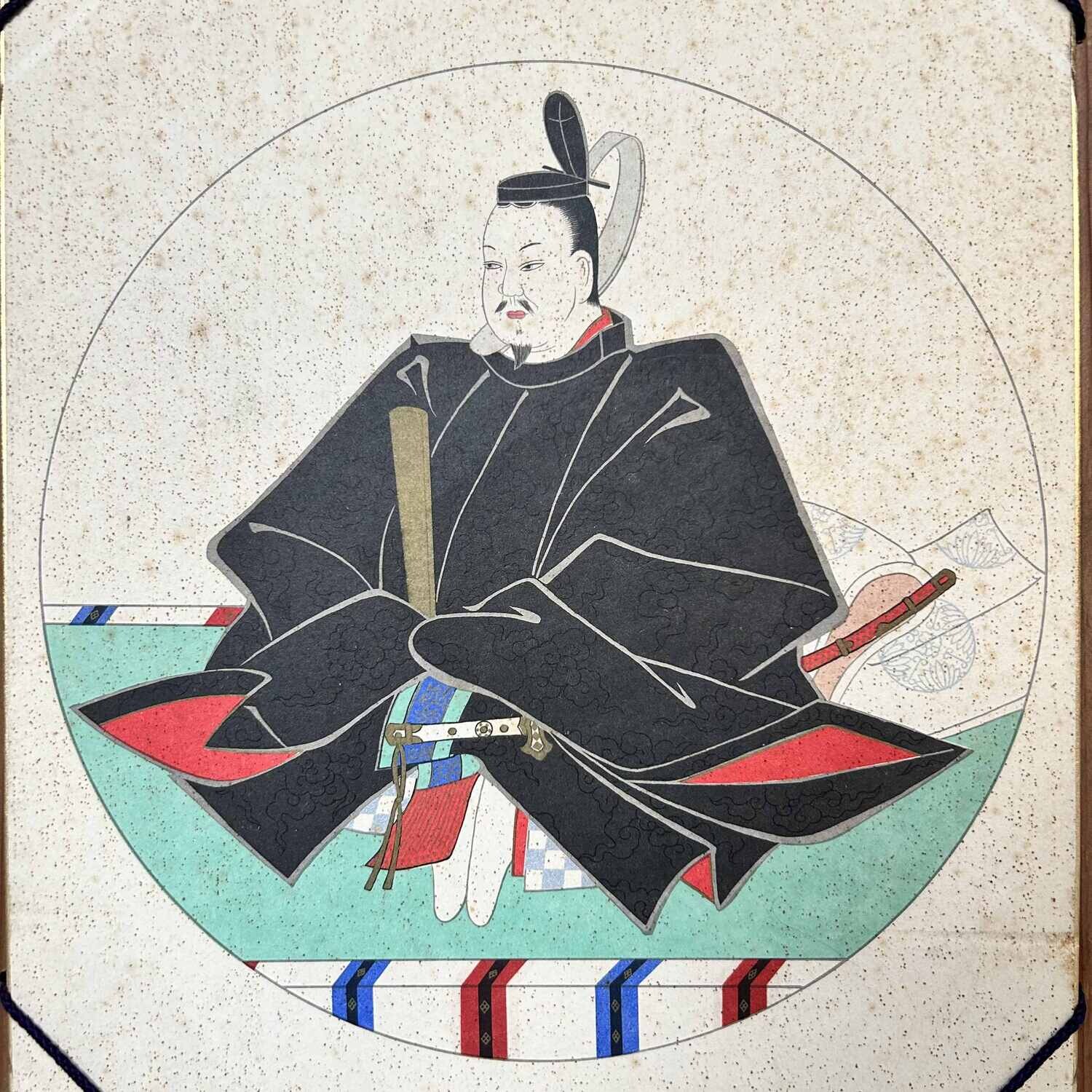 Print of a Samurai warrior on a wooden panel, Shōwa era.