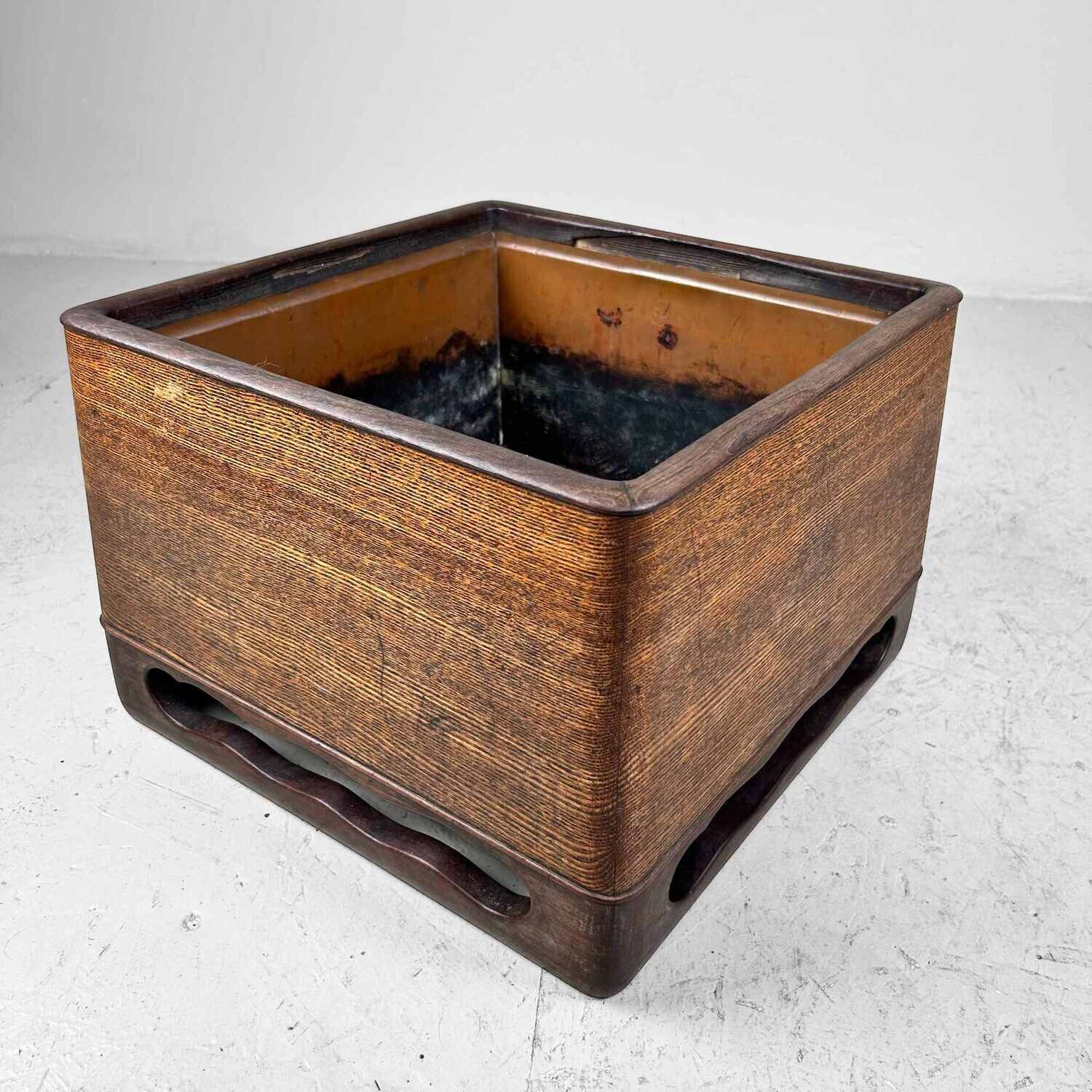 Wooden Square Hibachi from the Taishō period, Japan.