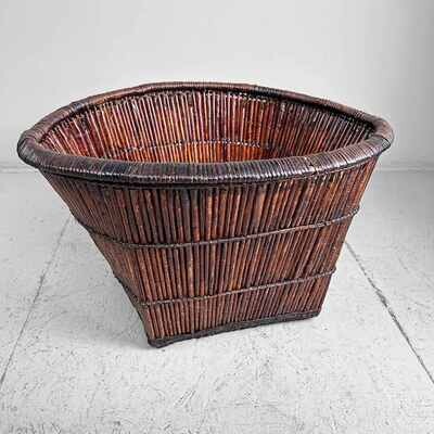 Japanese Smoked Bamboo Basket from the 1940s