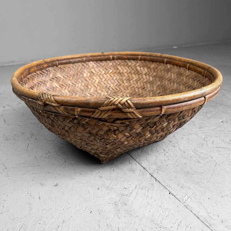 Traditional Bamboo Harvesting Basket from Japan, 1950s.