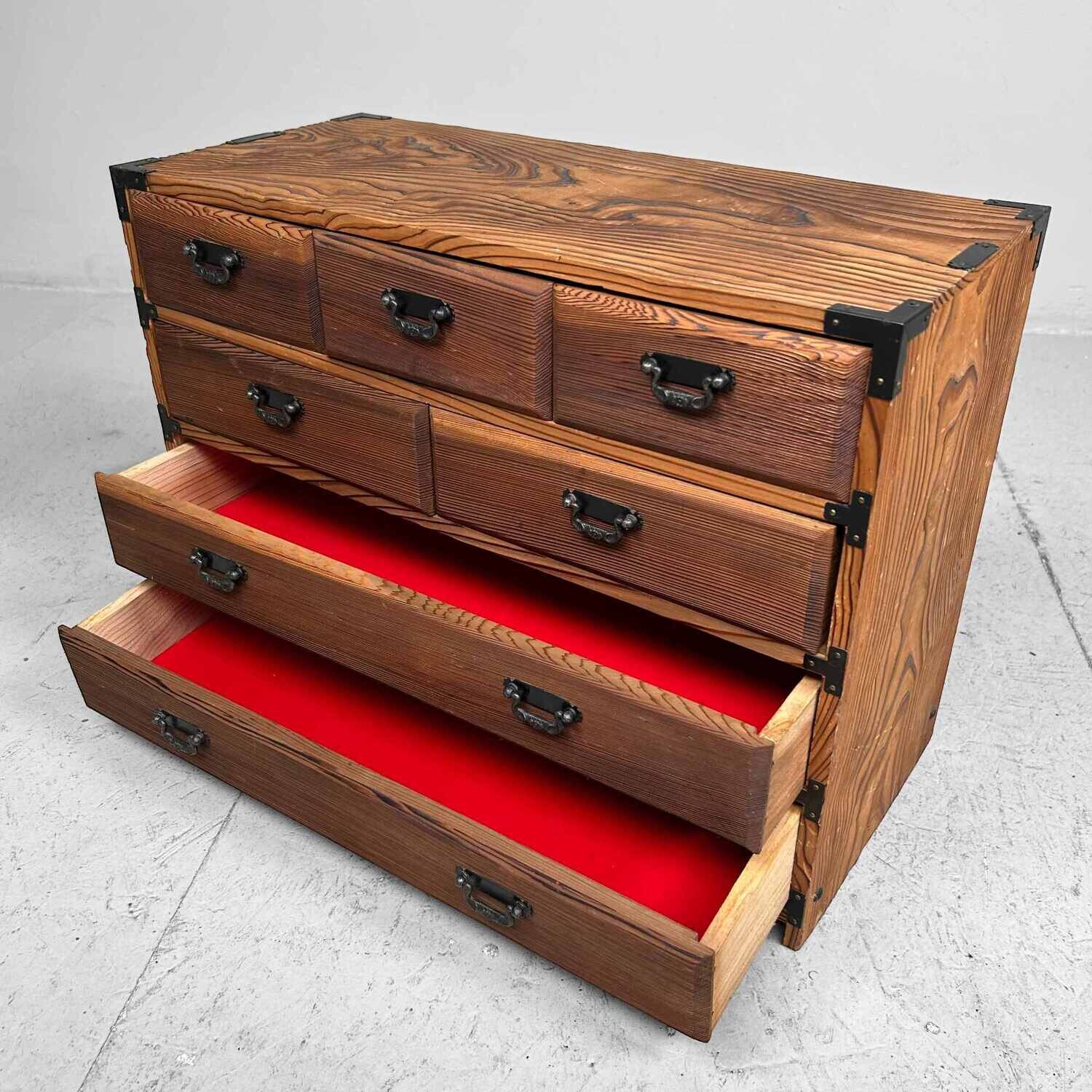 Vintage Tansu Juwelenkastje Shōwa jaren '70.