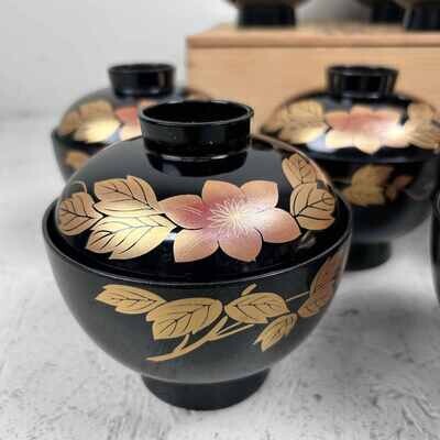 Set van 10 Japanse Lakwerk rijstkommen (漆器のお椀)