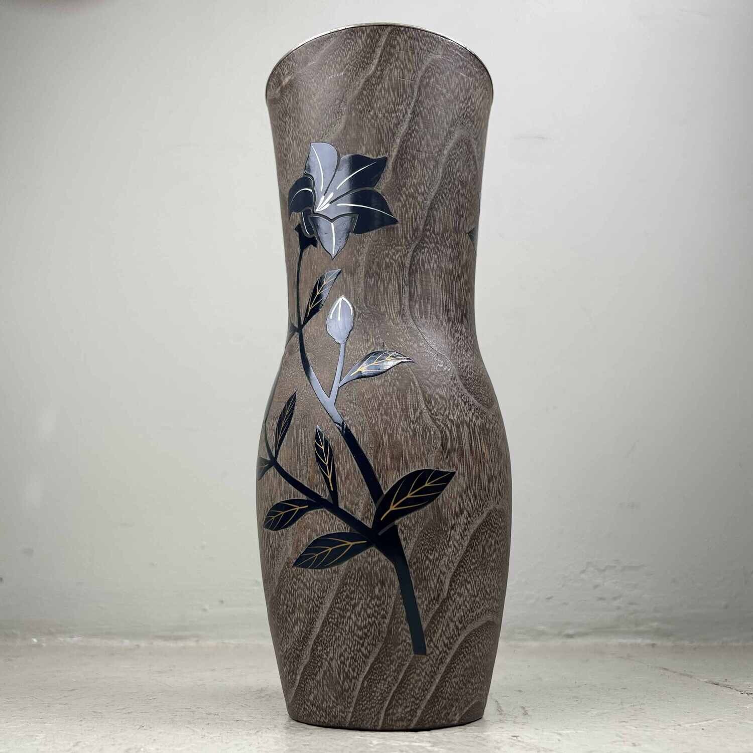 Wooden Vintage Ikebana Vase from the 1980s, Japan.