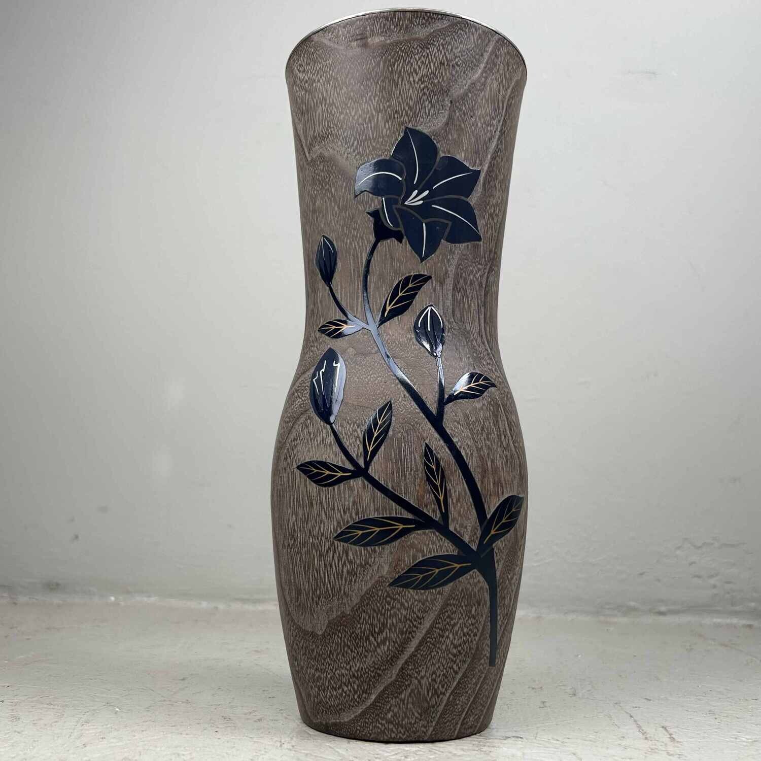 Wooden Vintage Ikebana Vase from the 1980s, Japan.