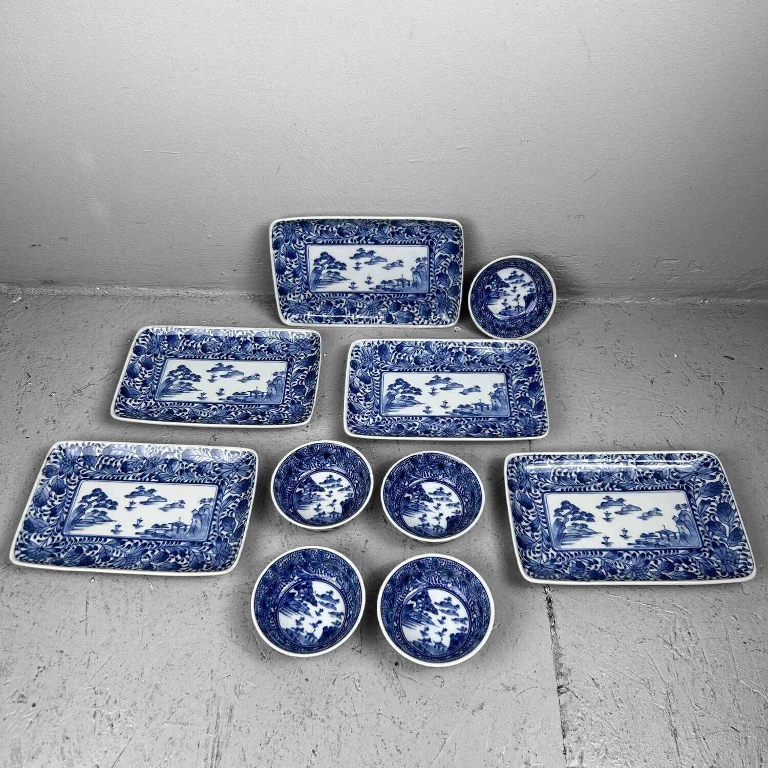 Vintage Sushi Sashimi Mino Ware Set 1980s