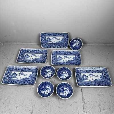 Vintage Sushi Sashimi Mino Ware Set 1980s