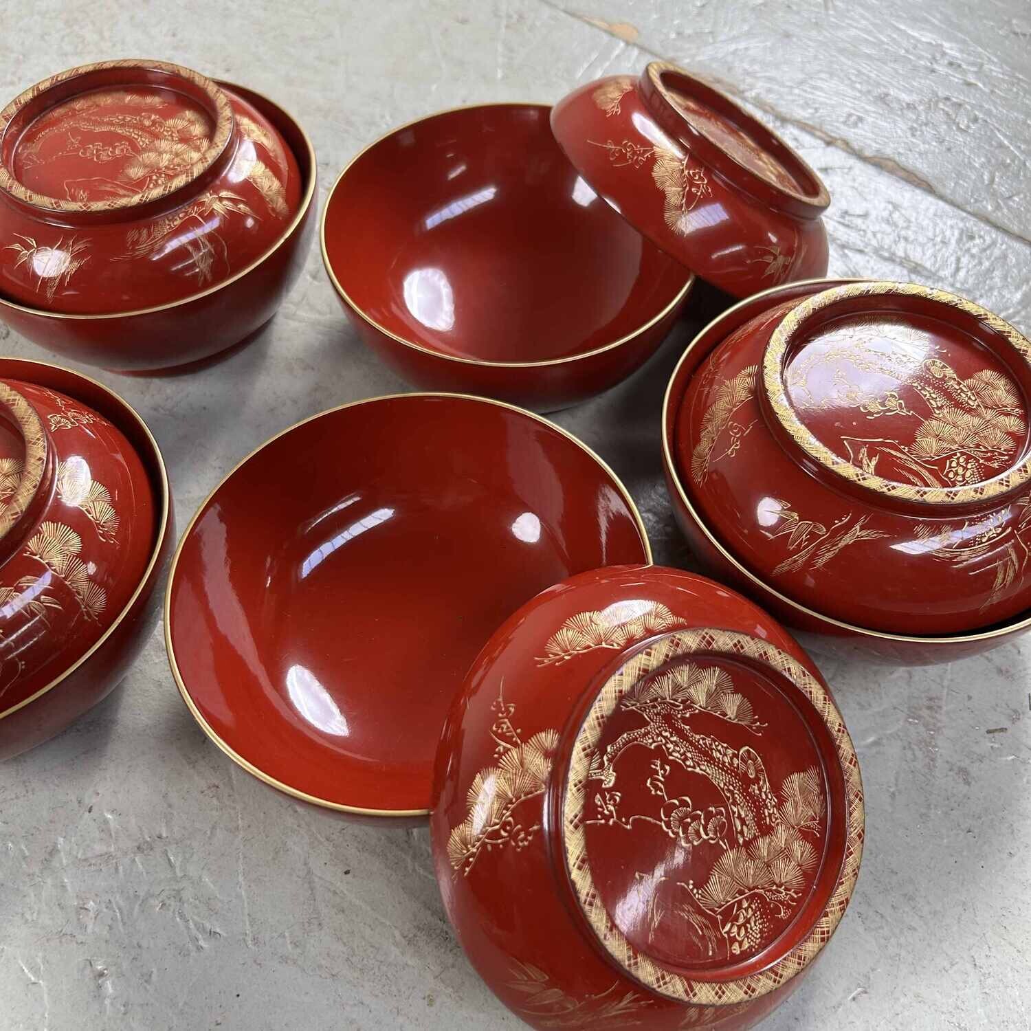 Shu-Nuri Dinner Set Ozen お膳, Taisho Period, Japan