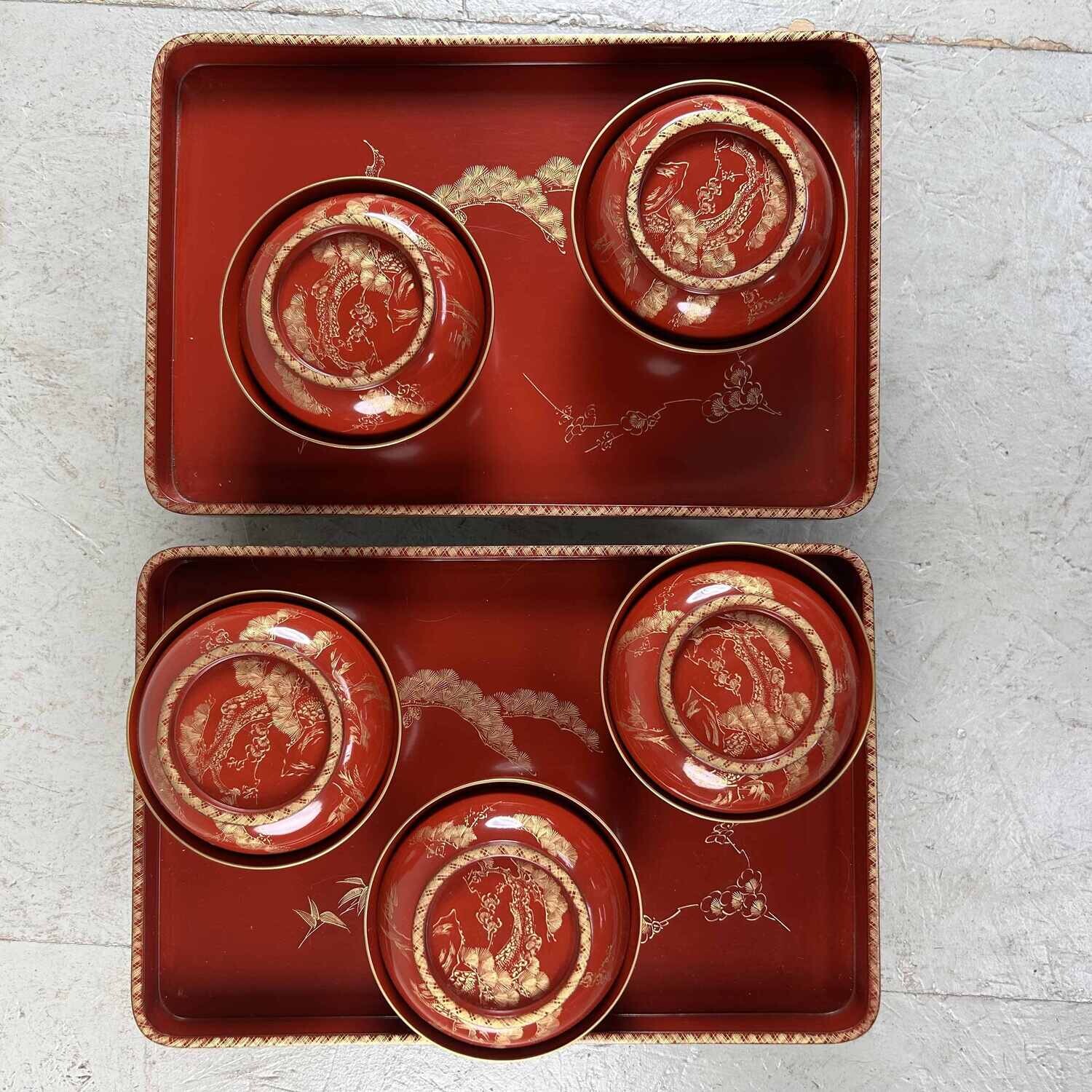 Shu-Nuri Dinner Set Ozen お膳, Taisho Period, Japan