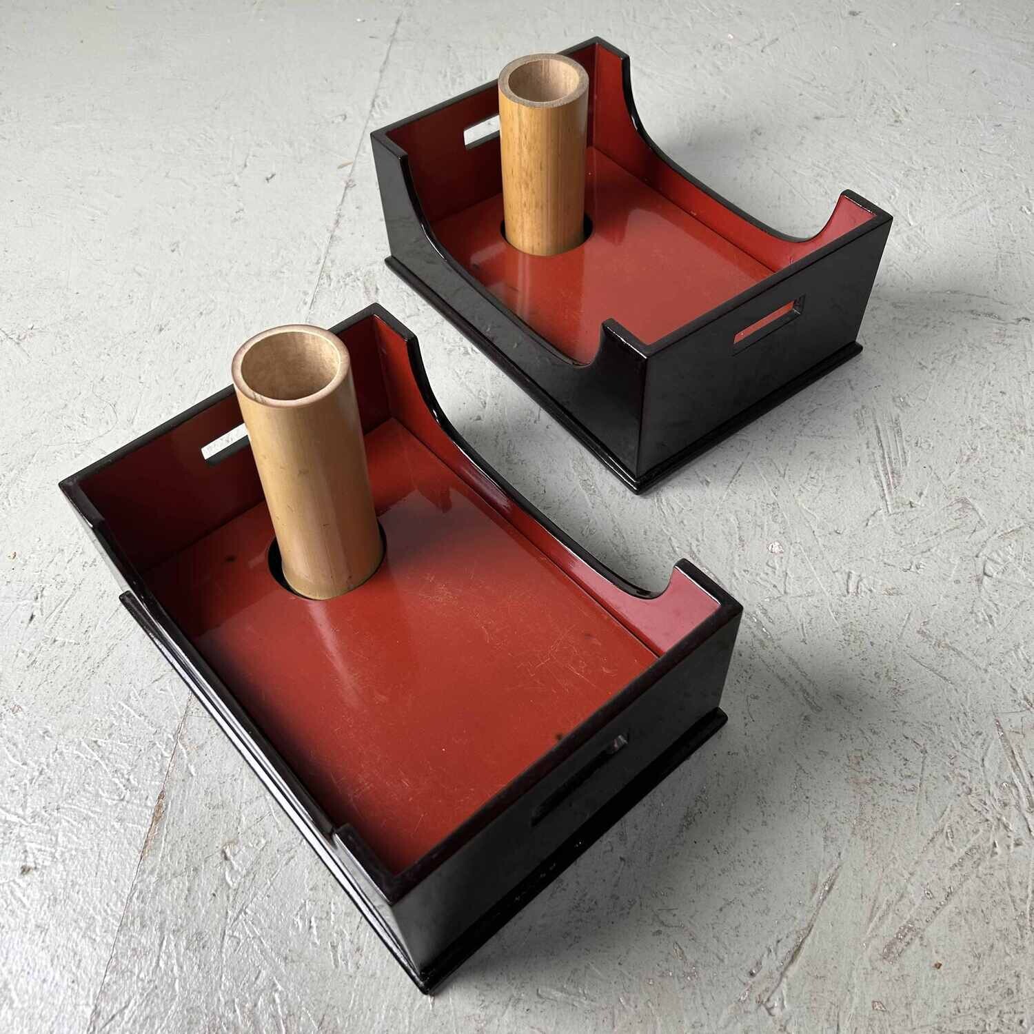 Set of Japanese Smoking Tables Tabako Bon (たばこ盆), early Shōwa