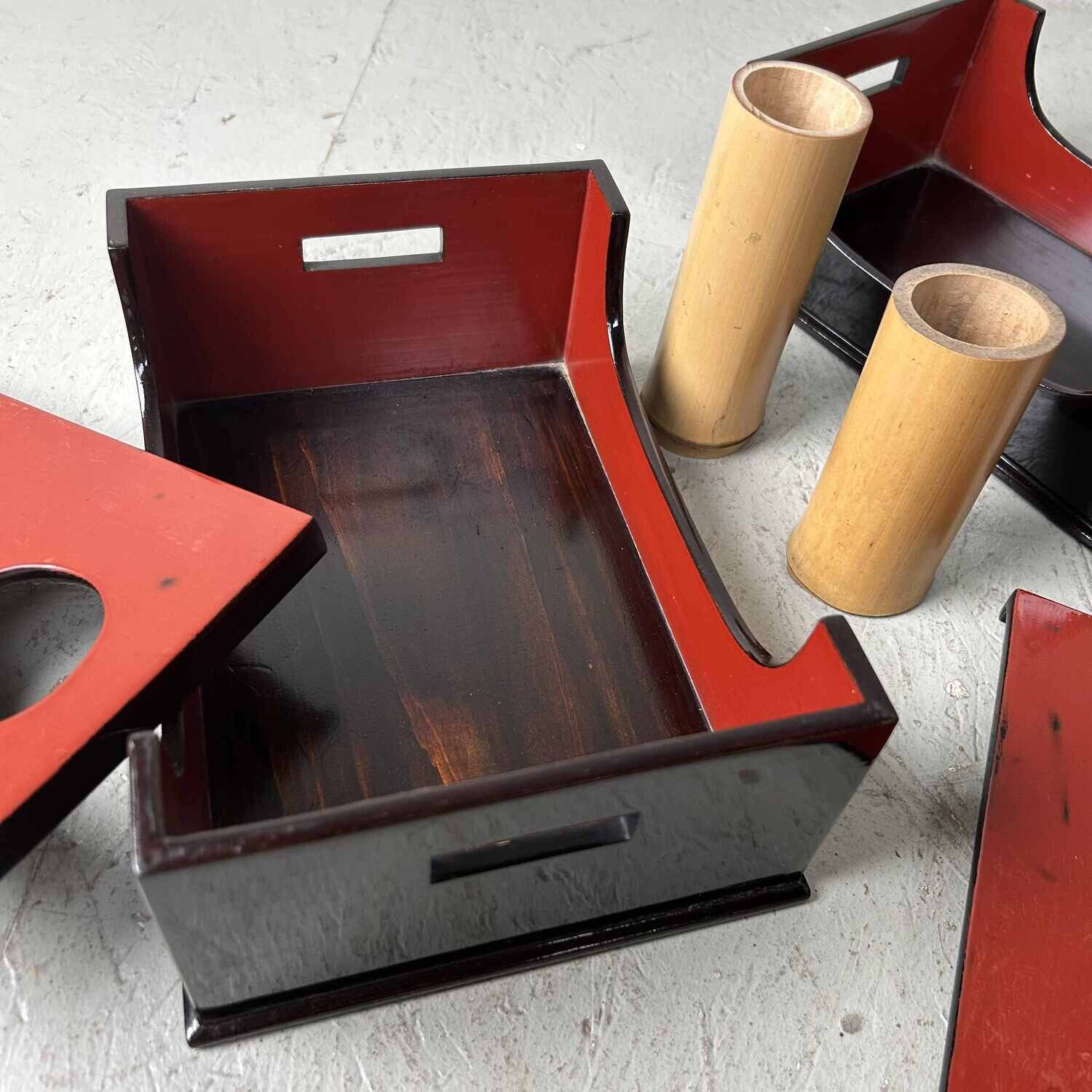 Set of Japanese Smoking Tables Tabako Bon (たばこ盆), early Shōwa