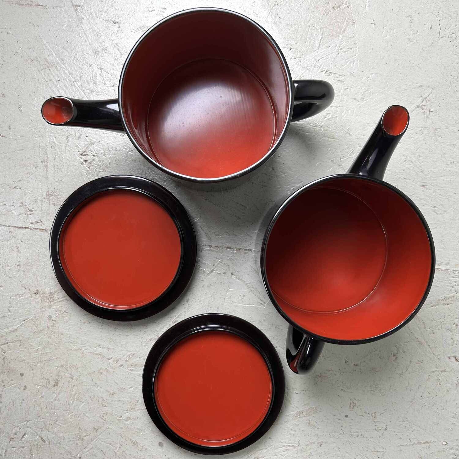 Set (2) of Urushi Lacquerware Tea Pourers, Late Taisho Period