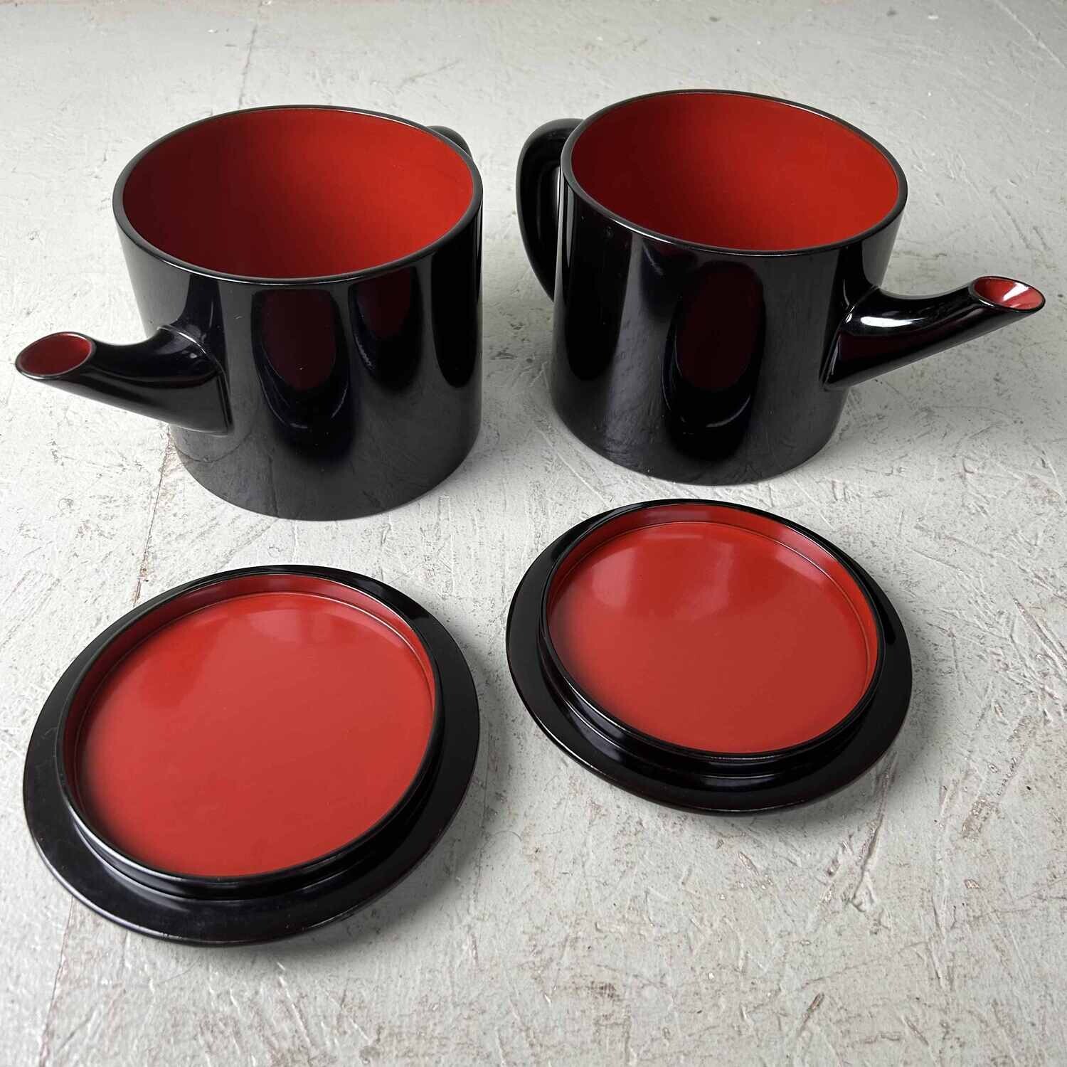 Set (2) of Urushi Lacquerware Tea Pourers, Late Taisho Period