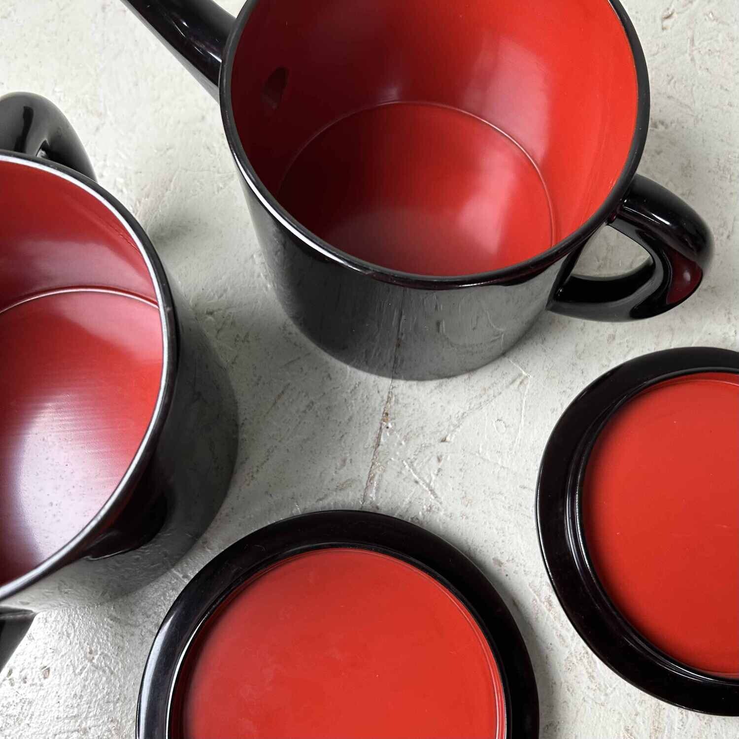 Set (2) of Urushi Lacquerware Tea Pourers, Late Taisho Period