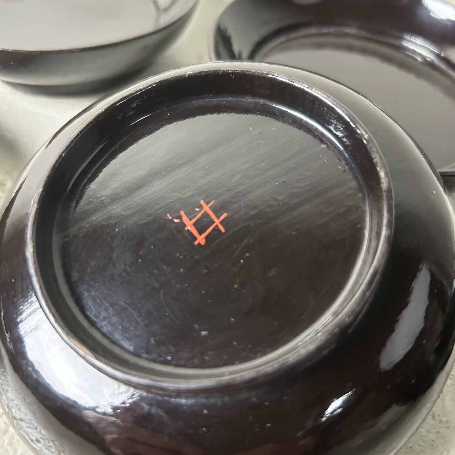 Japanese Utsuwa (器) Lacquer Serving Plates (6) Meiji Era