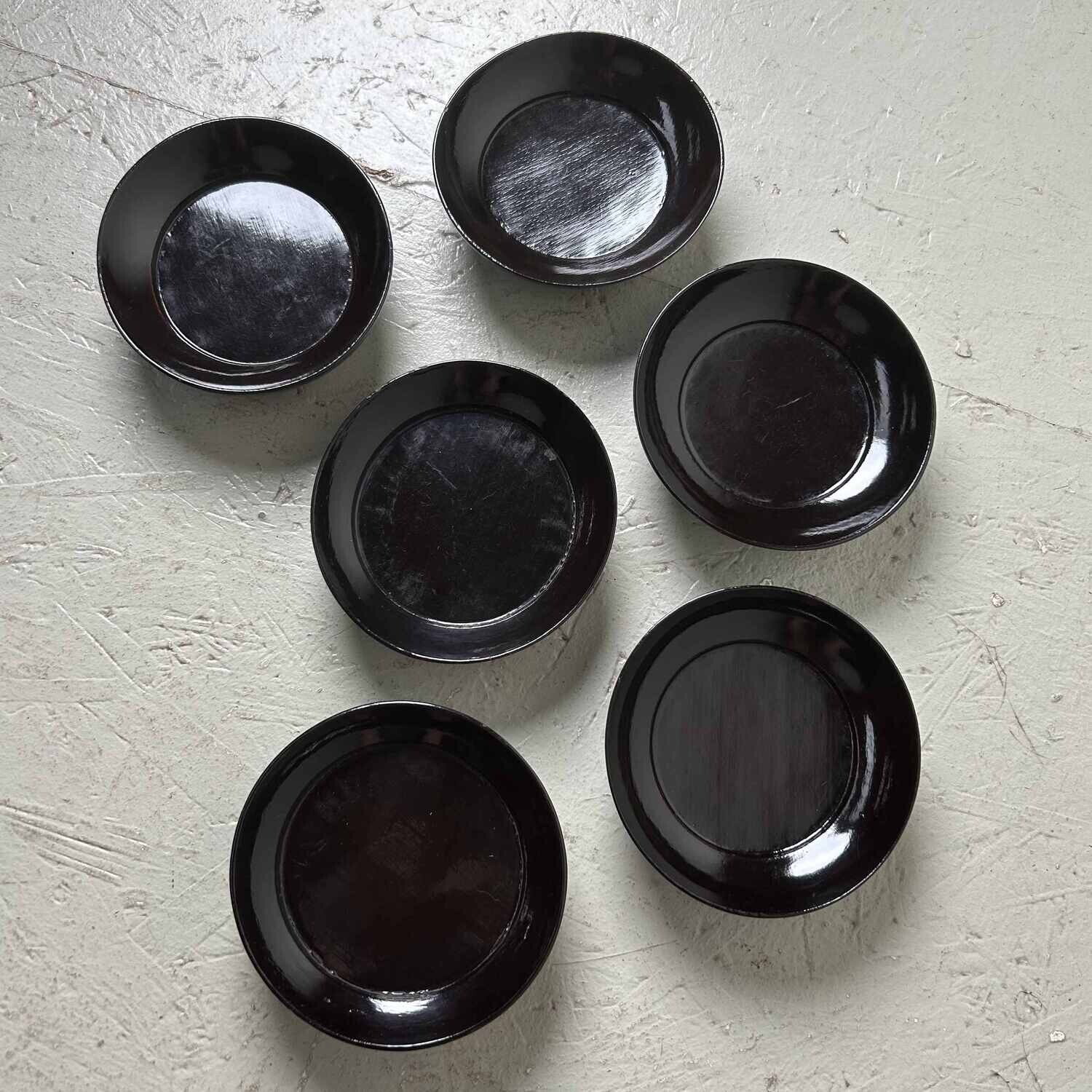 Japanese Utsuwa (器) Lacquer Serving Plates (6) Meiji Era