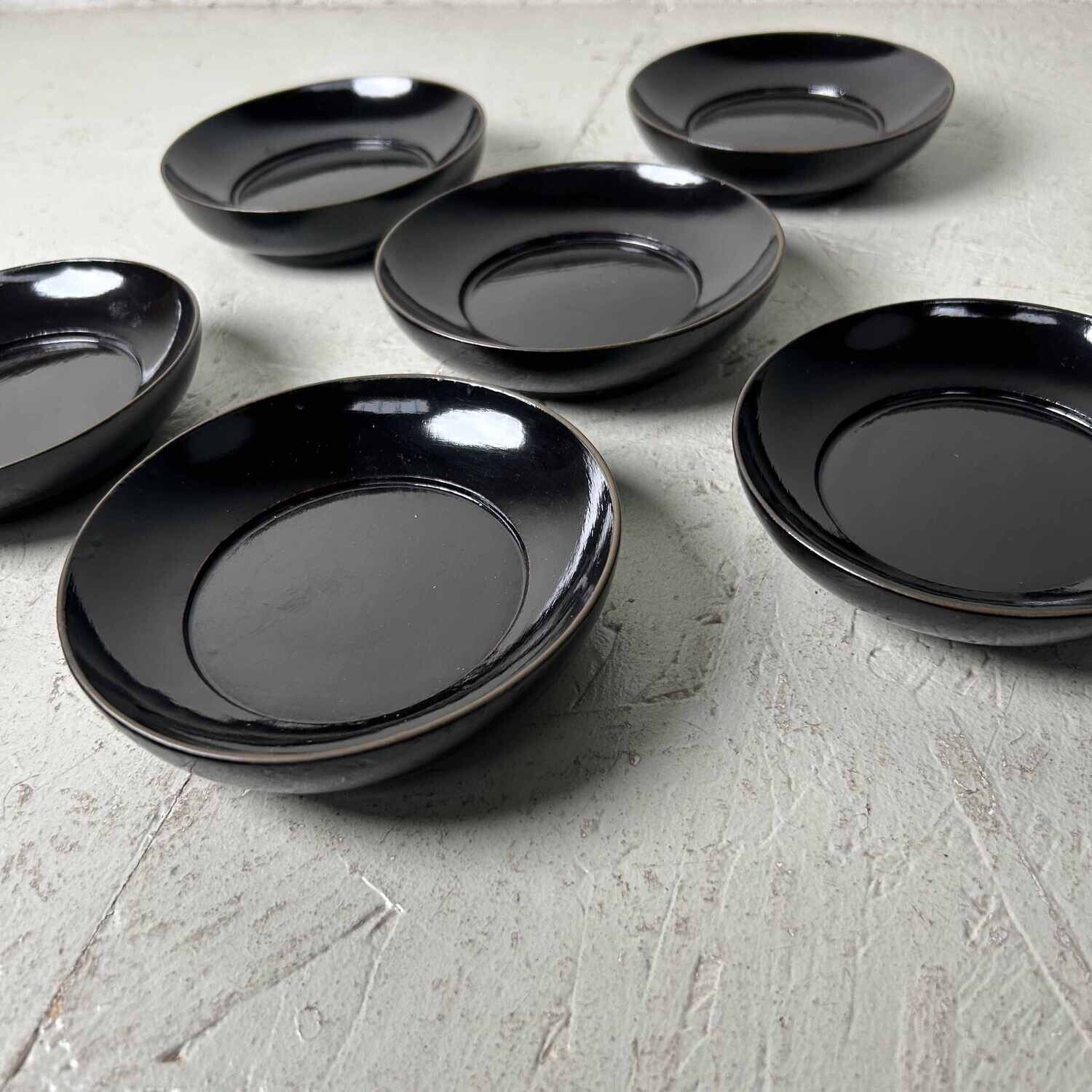 Japanse Utsuwa (器) Lakwerk Houten borden set (6) Meiji-periode
