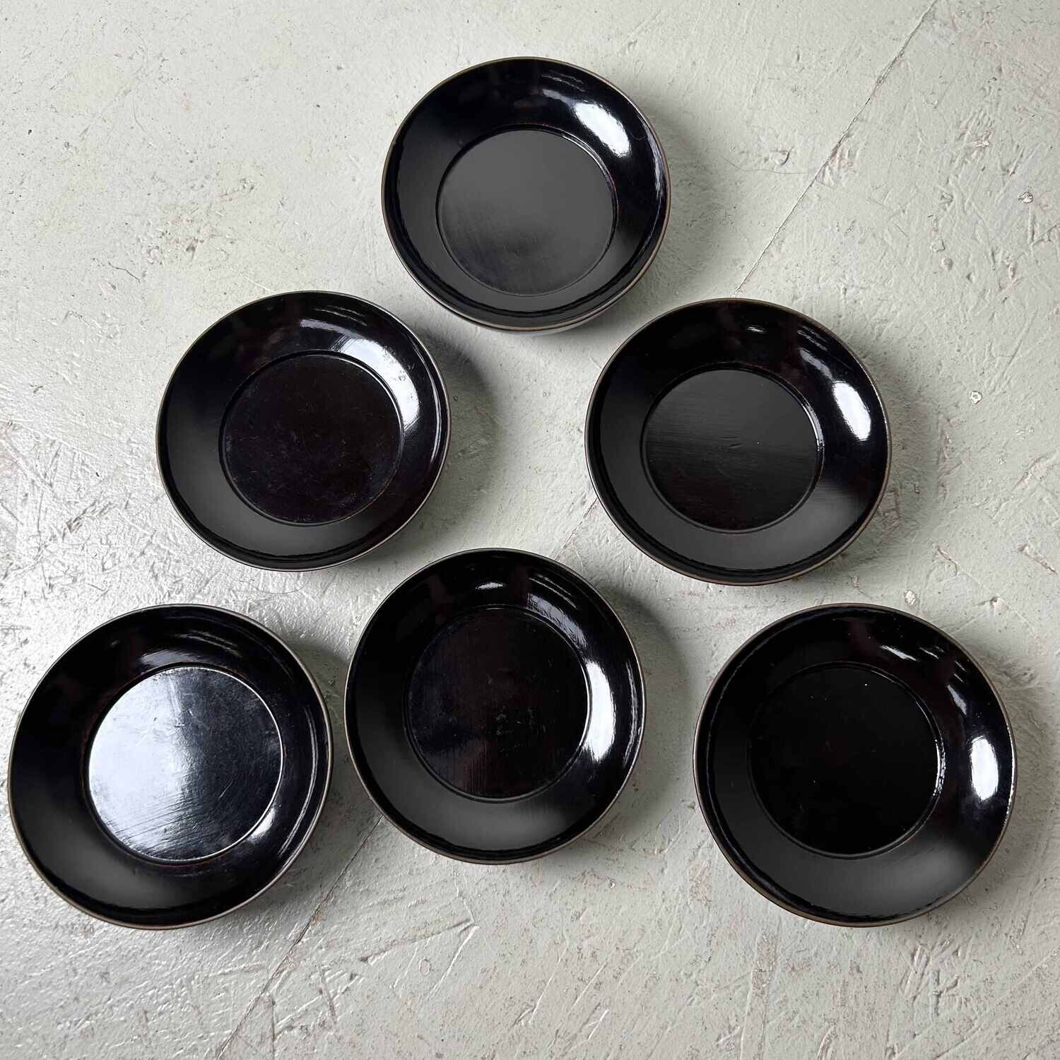 Japanse Utsuwa (器) Lakwerk Houten borden set (6) Meiji-periode