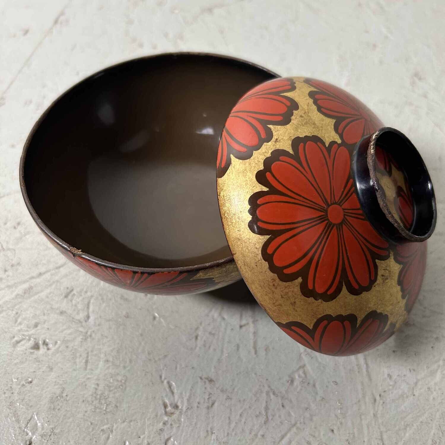 Antique Japanese Urushi Maki-e Rice Bowl (お椀)