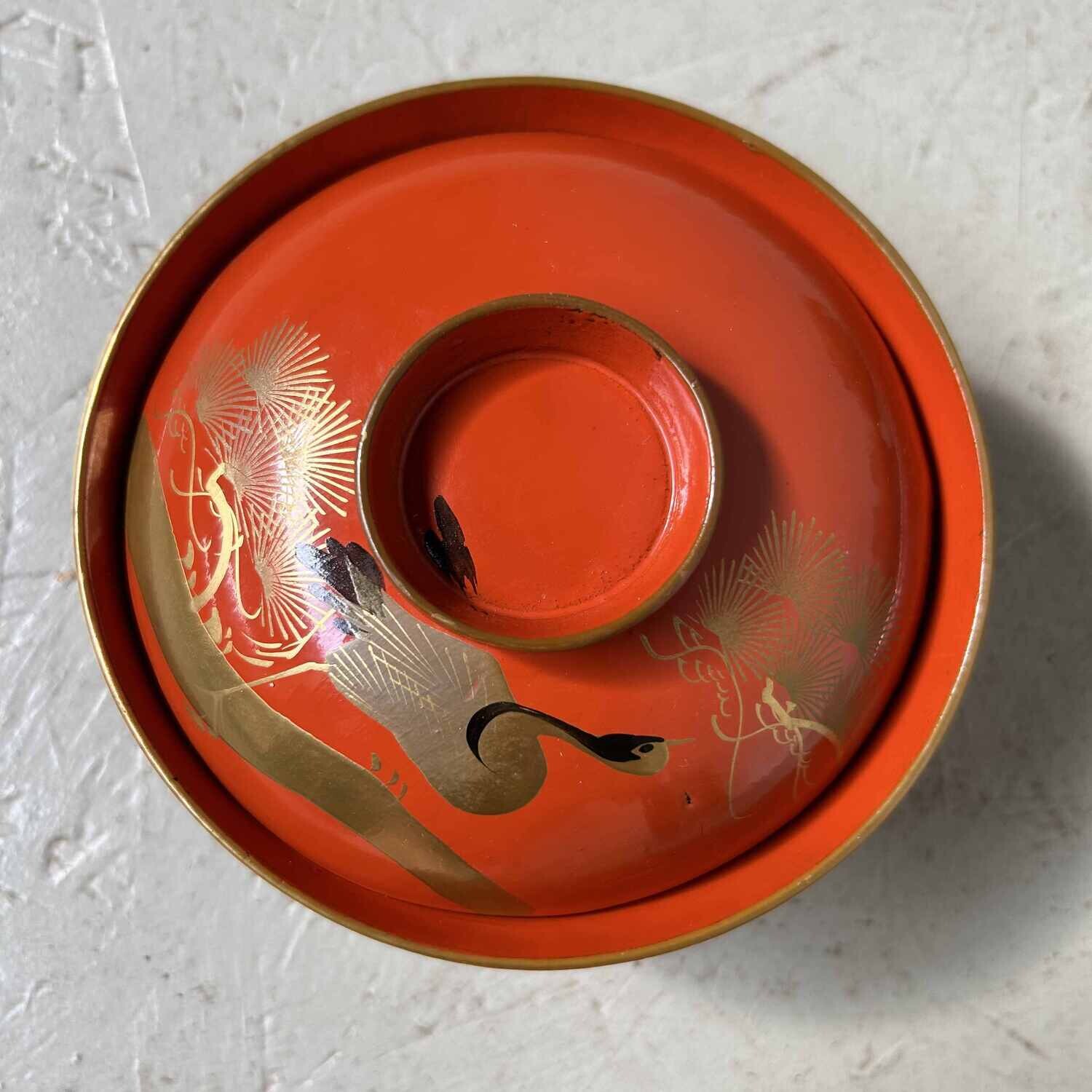 Urushi Maki-e Rice Bowl 'Crane' Japan (1912-1926)