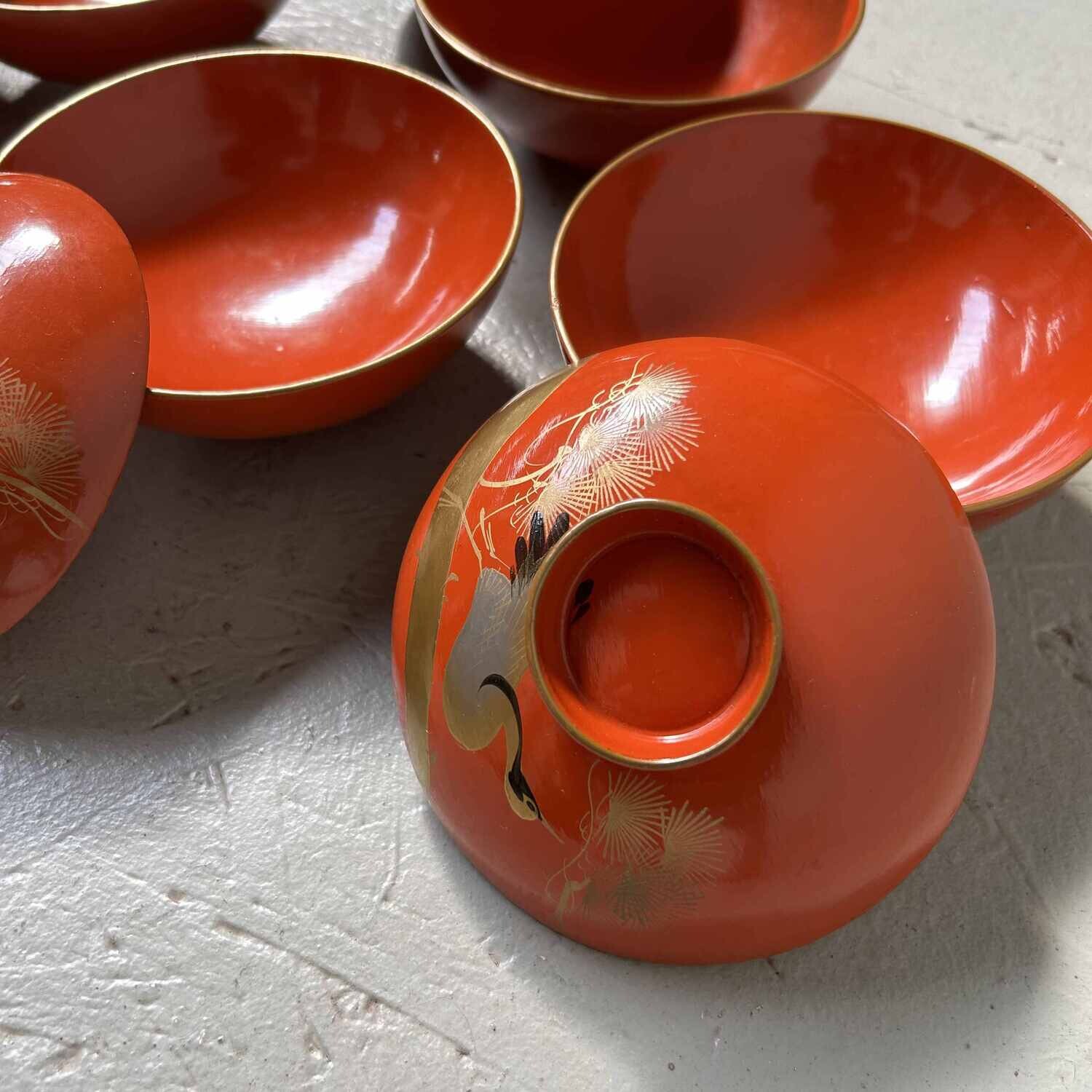 Urushi Maki-e Rice Bowl 'Crane' Japan (1912-1926)