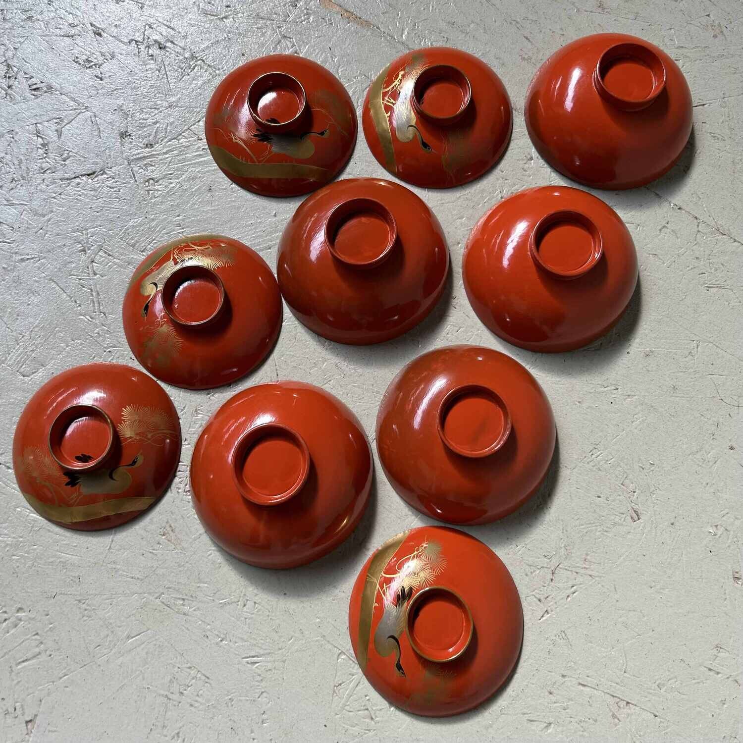 Urushi Maki-e Rice Bowl 'Crane' Japan (1912-1926)