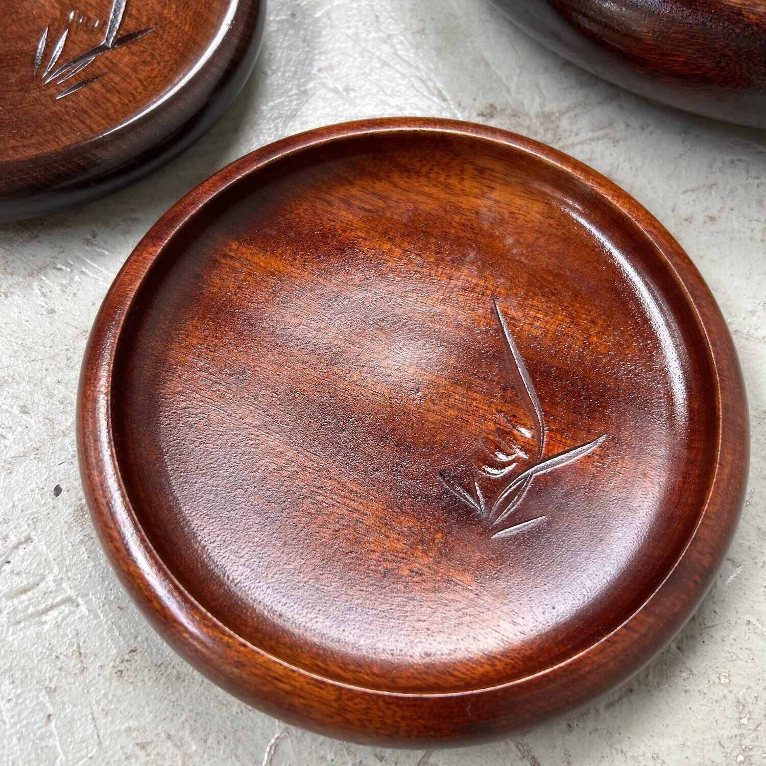 Wooden (トチノキ) Serving plate set from Japan, 1950s-1960