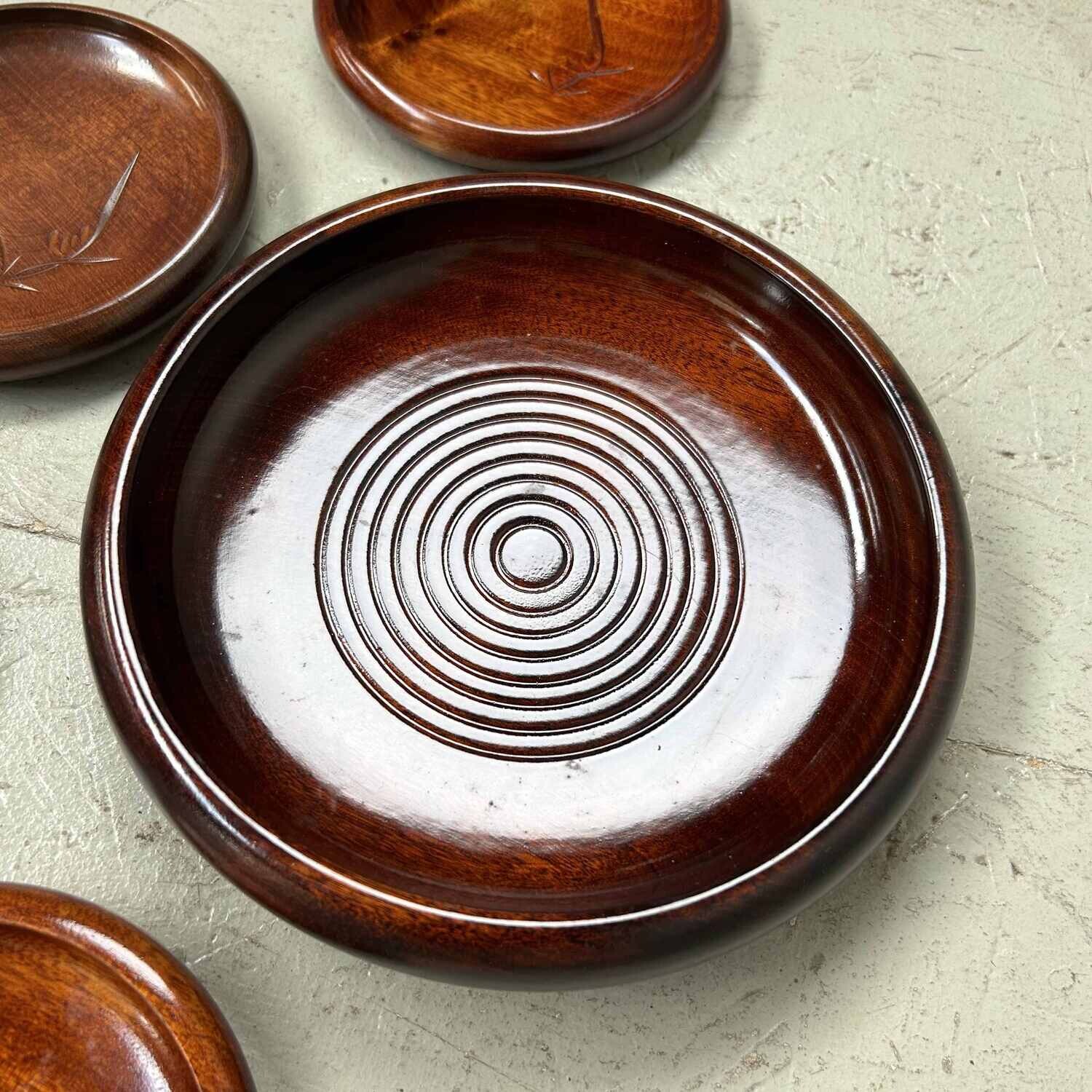 Wooden (トチノキ) Serving plate set from Japan, 1950s-1960