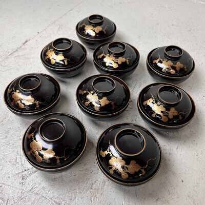Urushi Maki-e Rijstkom met deksel Japan Taishō [大正](1912-1926)