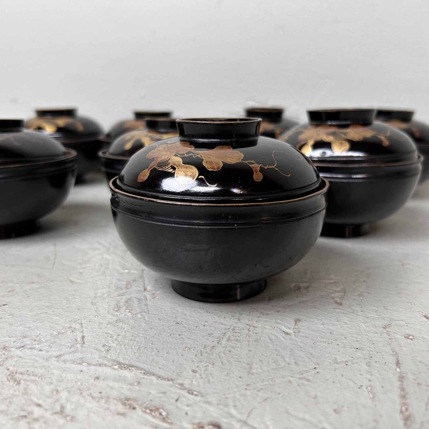 Urushi Maki-e Rijstkom met deksel Japan Taishō [大正](1912-1926)