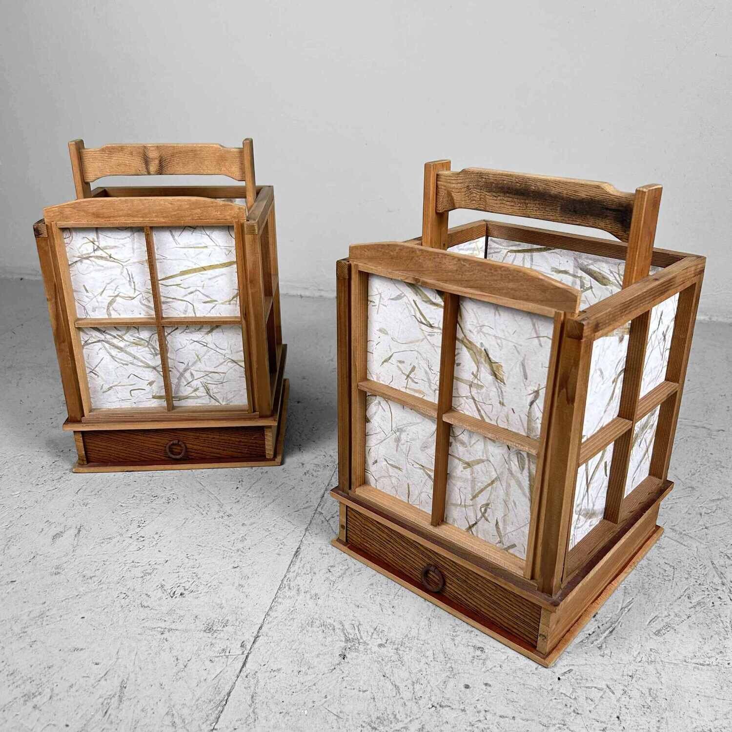 Pair of Japanese Shoji Lamps (障子ランプ) Taishō [大正] era.