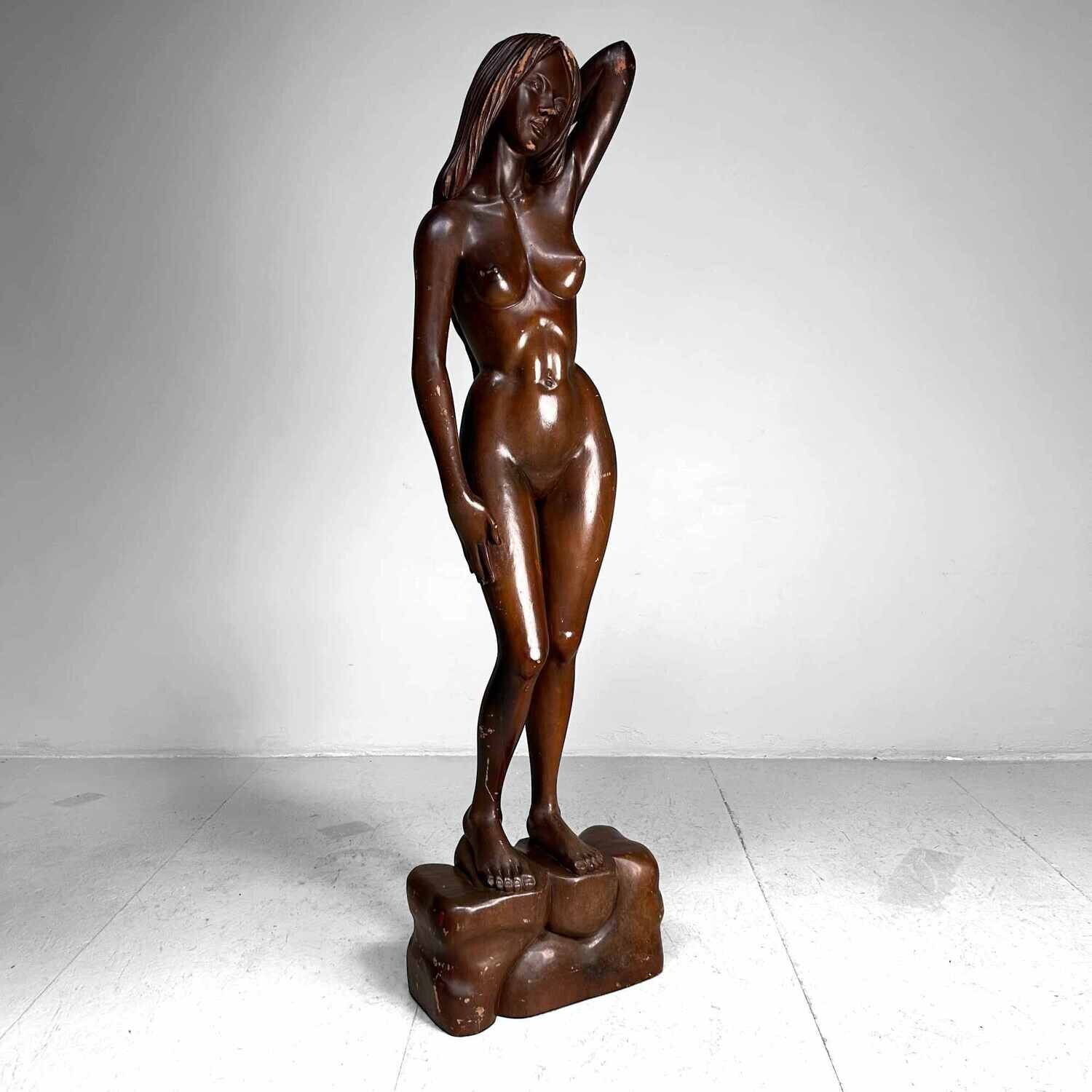 Wooden Sculpture of Female Nude 1960s