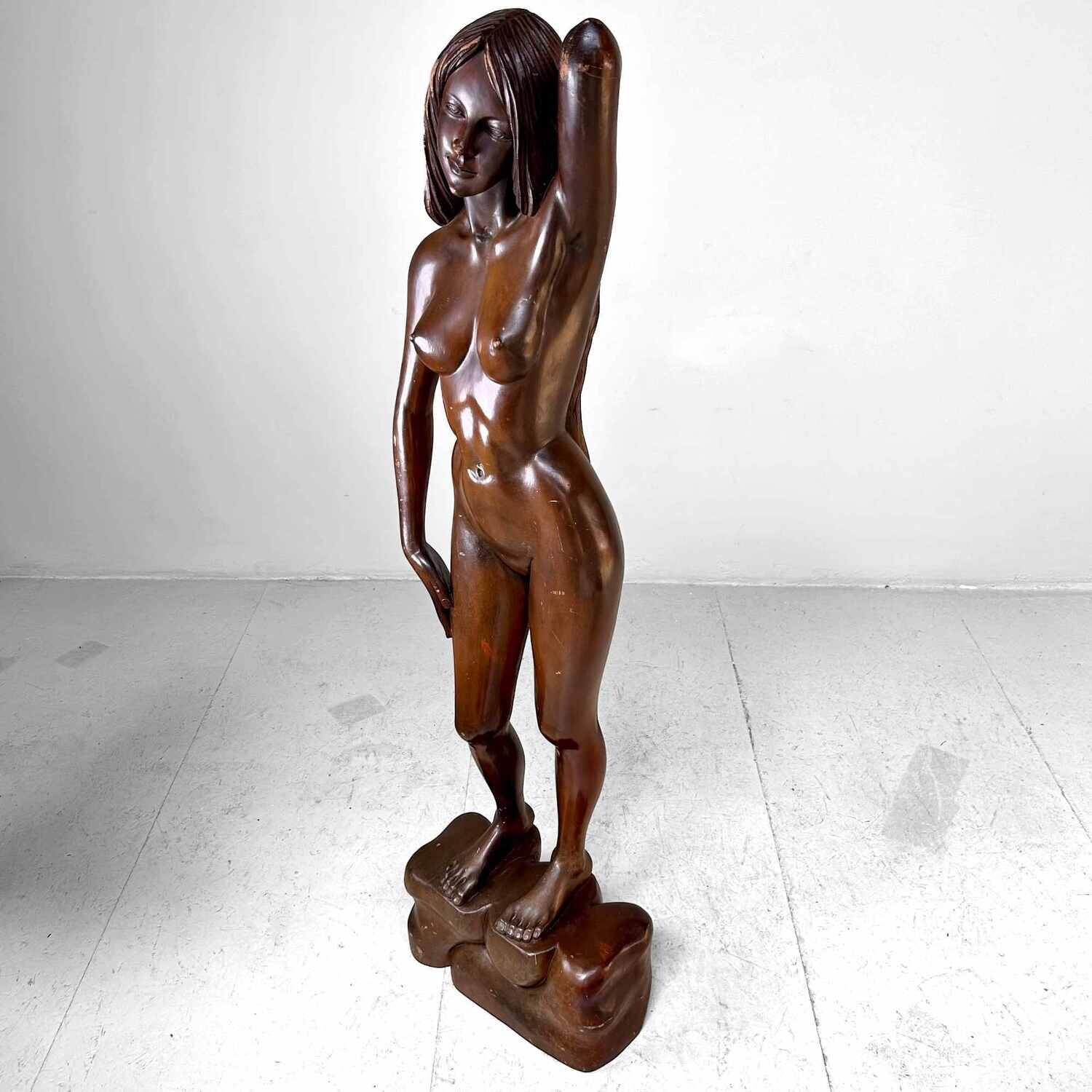 Wooden Sculpture of Female Nude 1960s