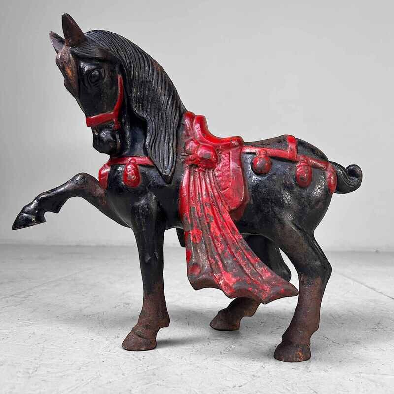 Vintage Gietijzeren Zwart Strijdpaard Japan jaren '50