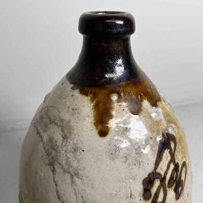 Set of 'Wood Fired' Glazed Ceramic Sake Bottles Meiji-era Japan