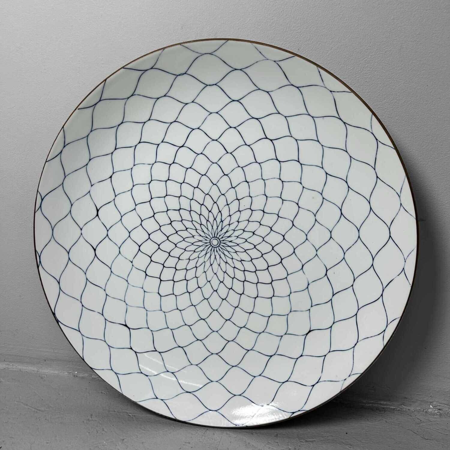 Hizen Porcelain 'Fishnet' Sashimi Plate 刺身, Shōwa, Japan.