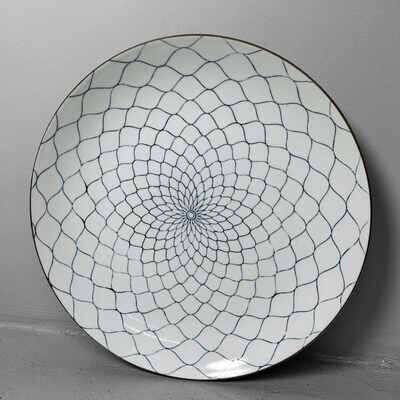 Hizen Porcelain 'Fishnet' Sashimi Plate 刺身, Shōwa, Japan.