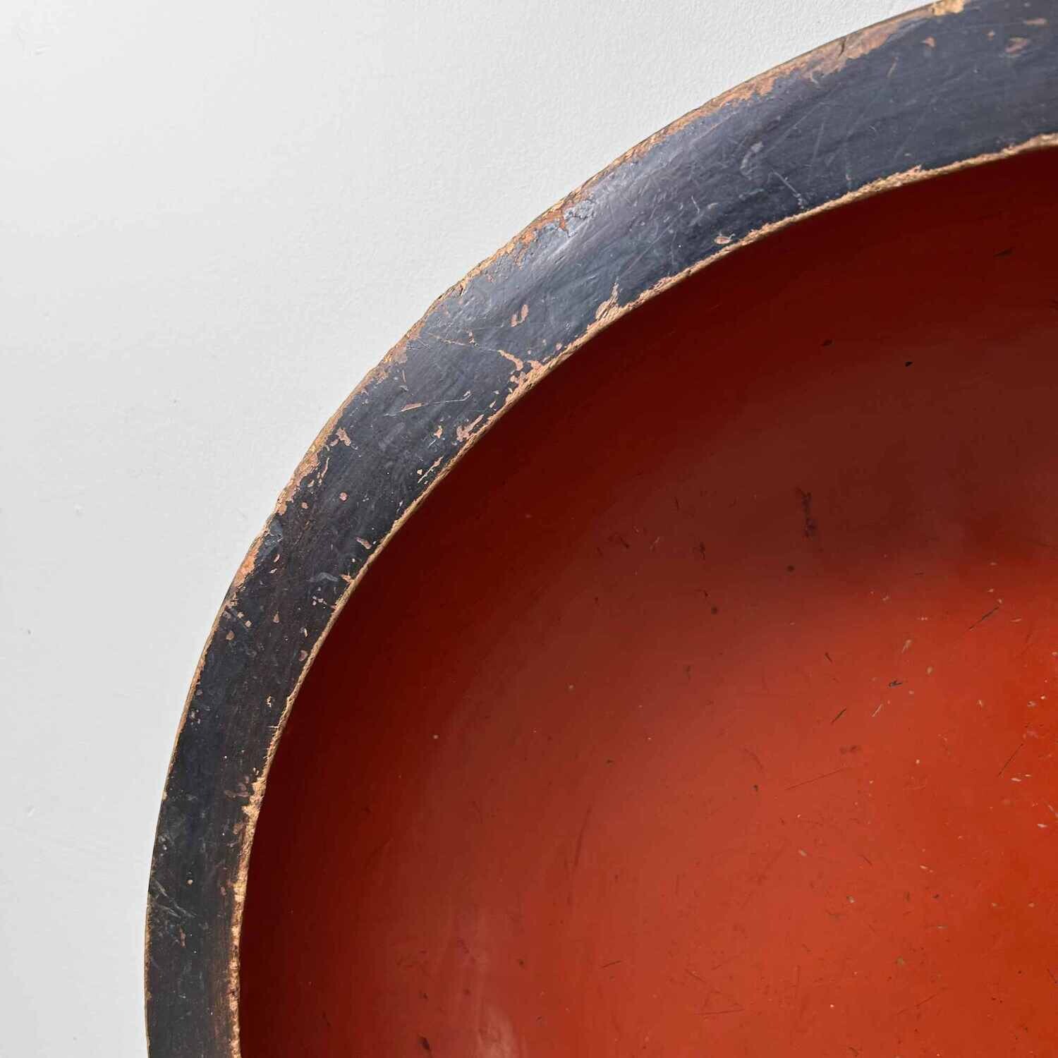 Grote Houten Urushi Deegkom, Japan, Meiji-periode (1868-1912).