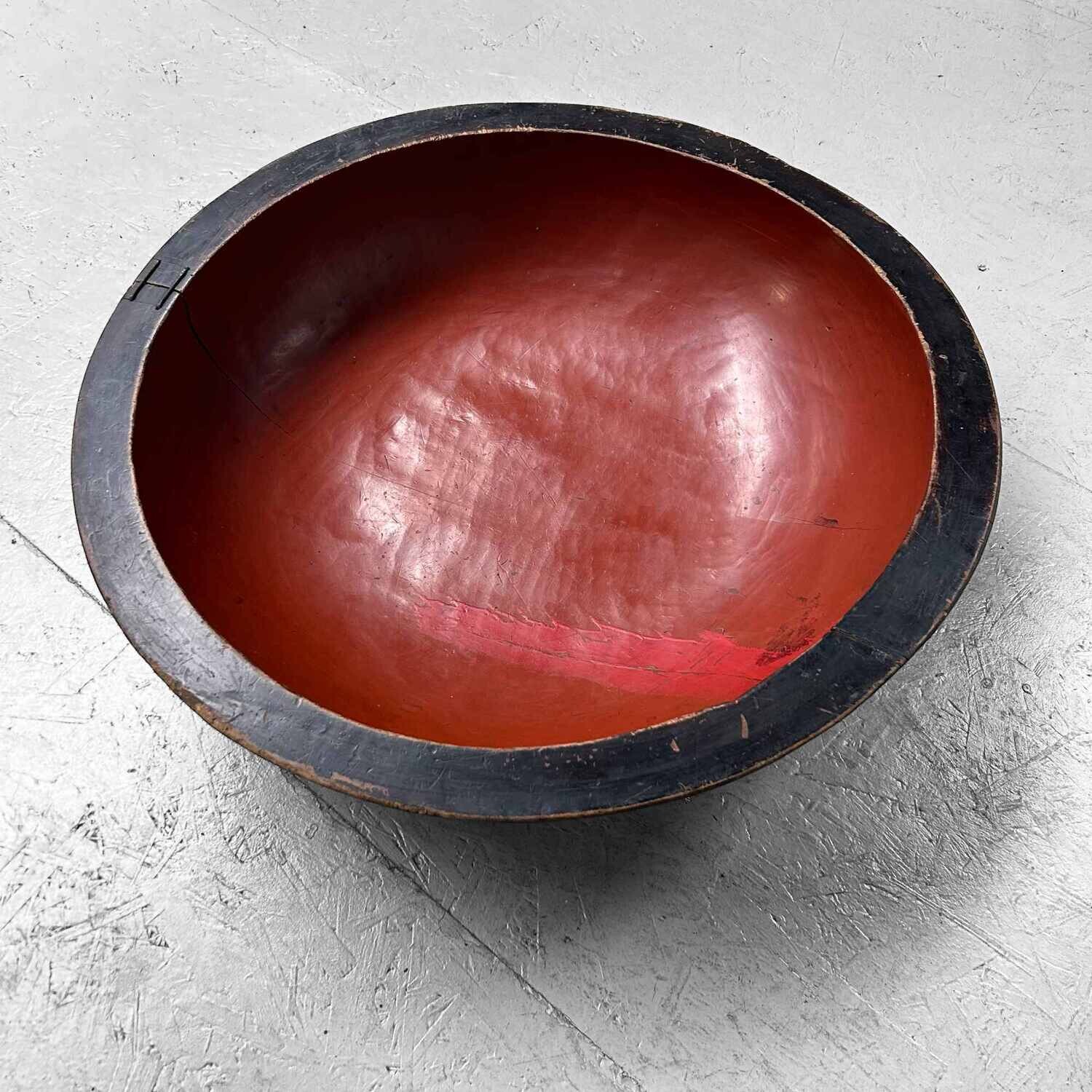 Grote Houten Urushi Deegkom, Japan, Meiji-periode (1868-1912).
