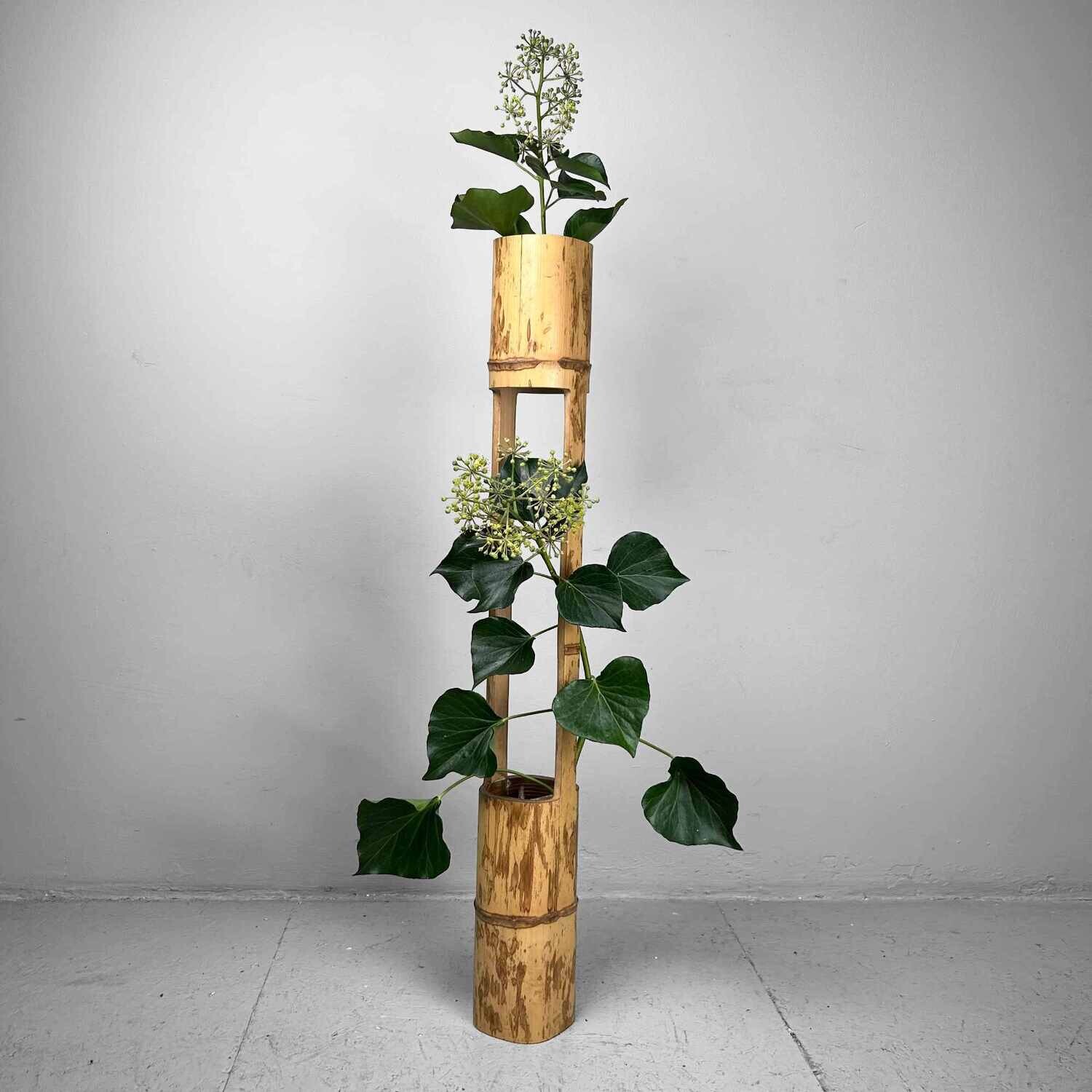 Mid Century Bamboo Ikebana 'Ni-Ju-Giri' Vase, Circa 1950s, Japan