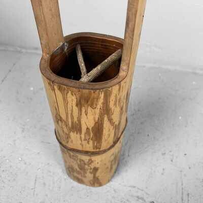 Mid Century Bamboo Ikebana "Ni-Ju-Giri" Vase, Circa 1950s, Japan