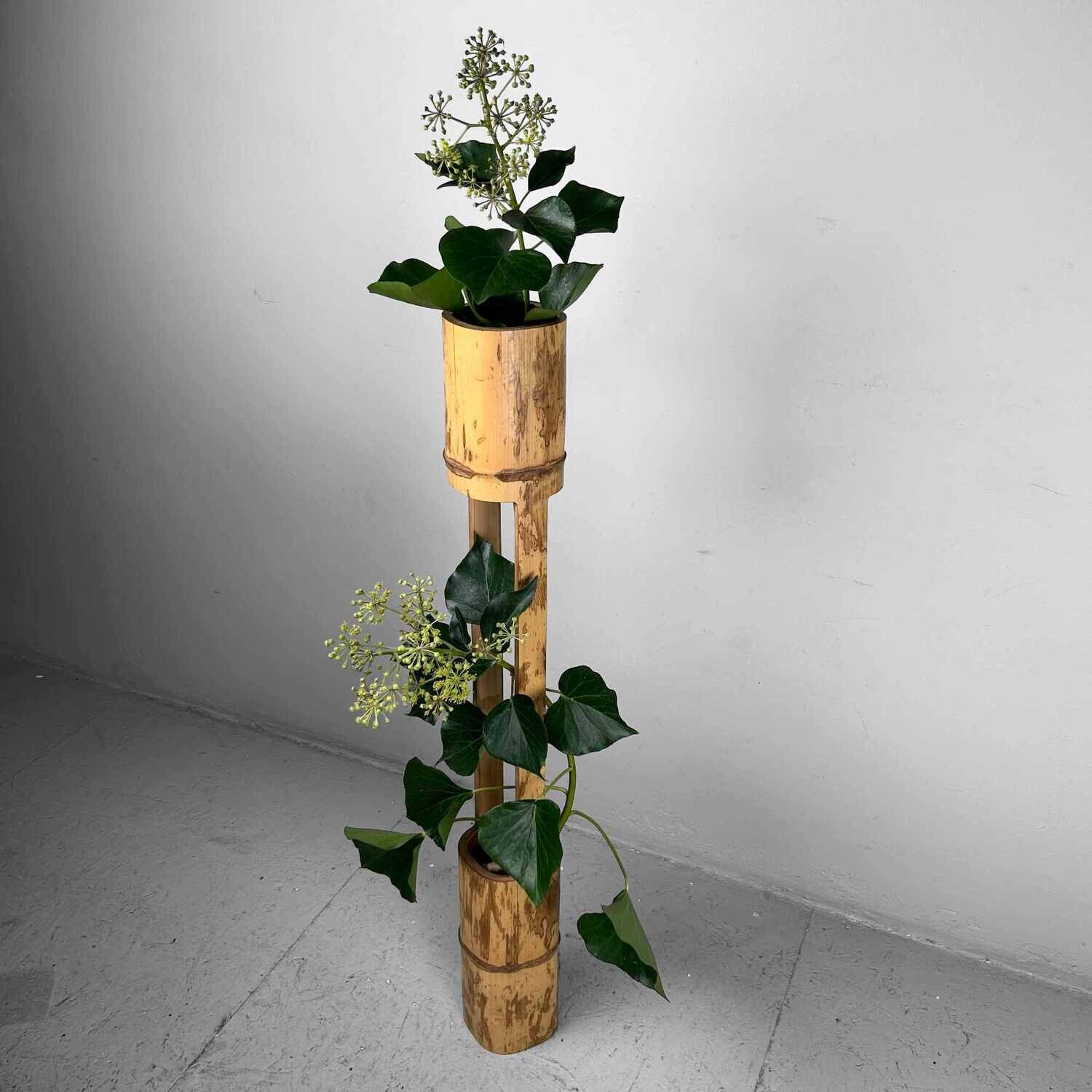 Mid Century Bamboo Ikebana 'Ni-Ju-Giri' Vase, Circa 1950s, Japan