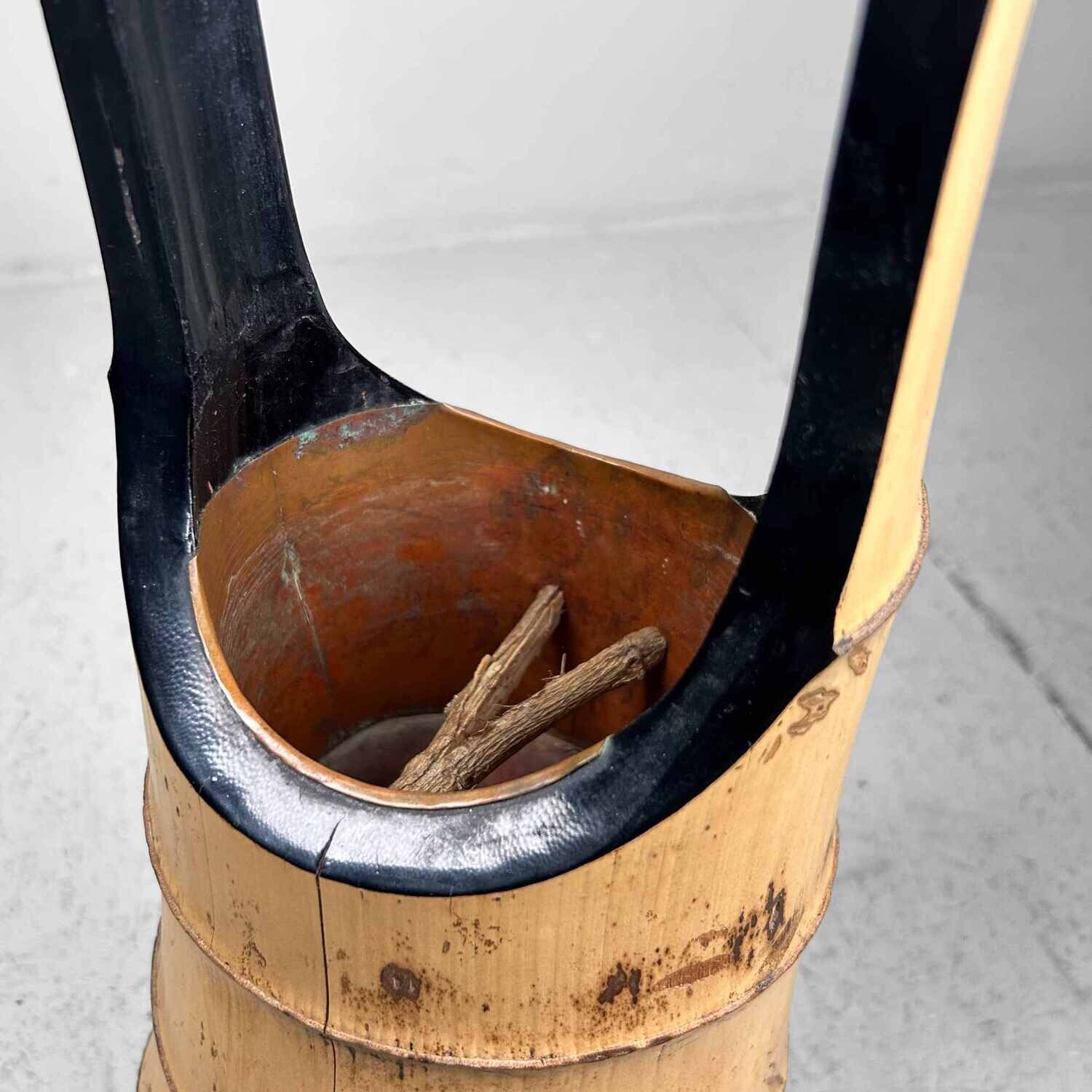 Mid Century Bamboo Ikebana 'Ni-Ju-Giri' Vase, Circa 1950s, Japan