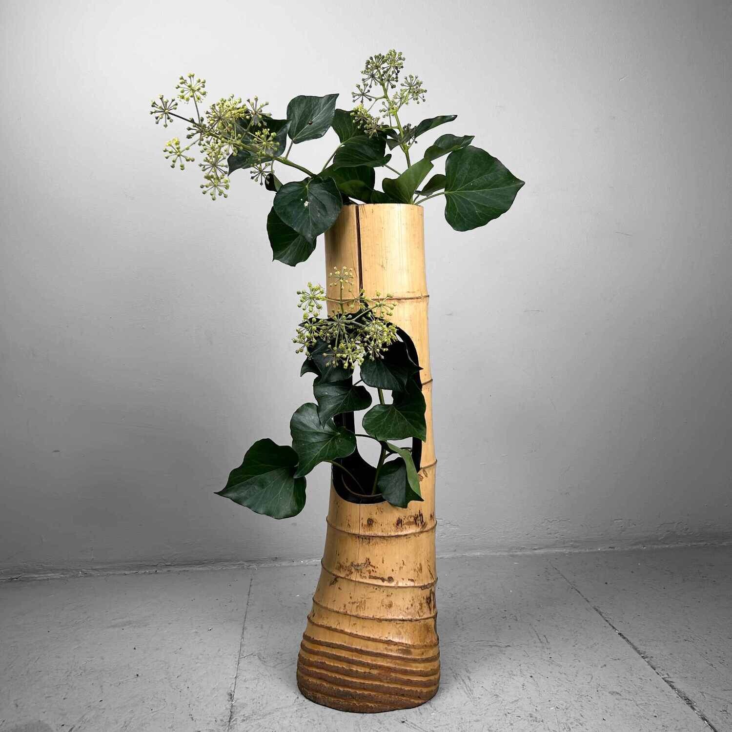 Mid Century Bamboo Ikebana 'Ni-Ju-Giri' Vase, Circa 1950s, Japan