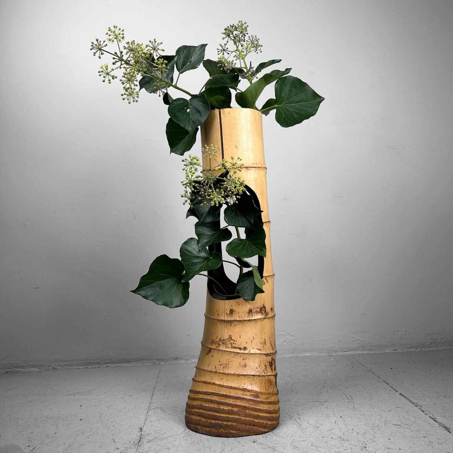 Mid Century Bamboo Ikebana 'Ni-Ju-Giri' Vase, Circa 1950s, Japan