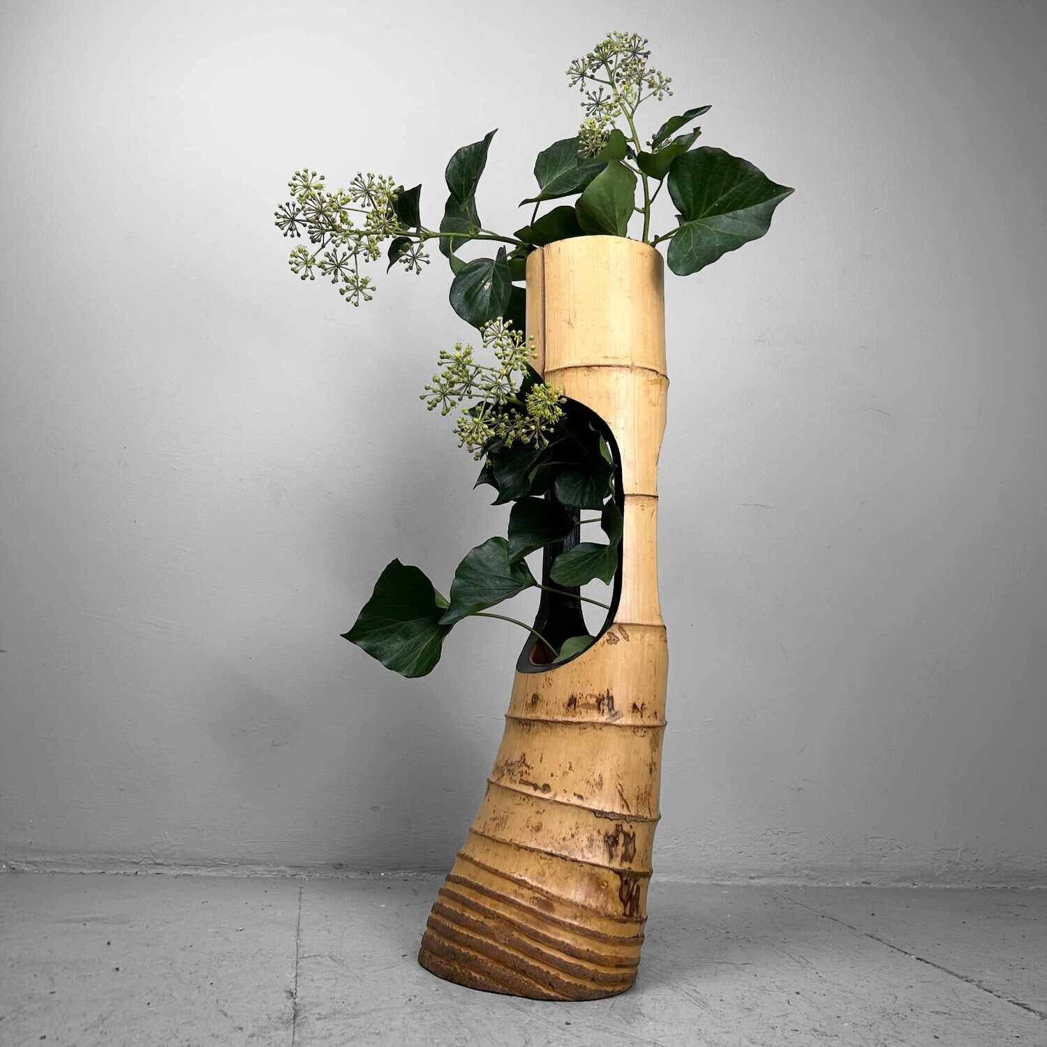 Mid Century Bamboo Ikebana 'Ni-Ju-Giri' Vase, Circa 1950s, Japan