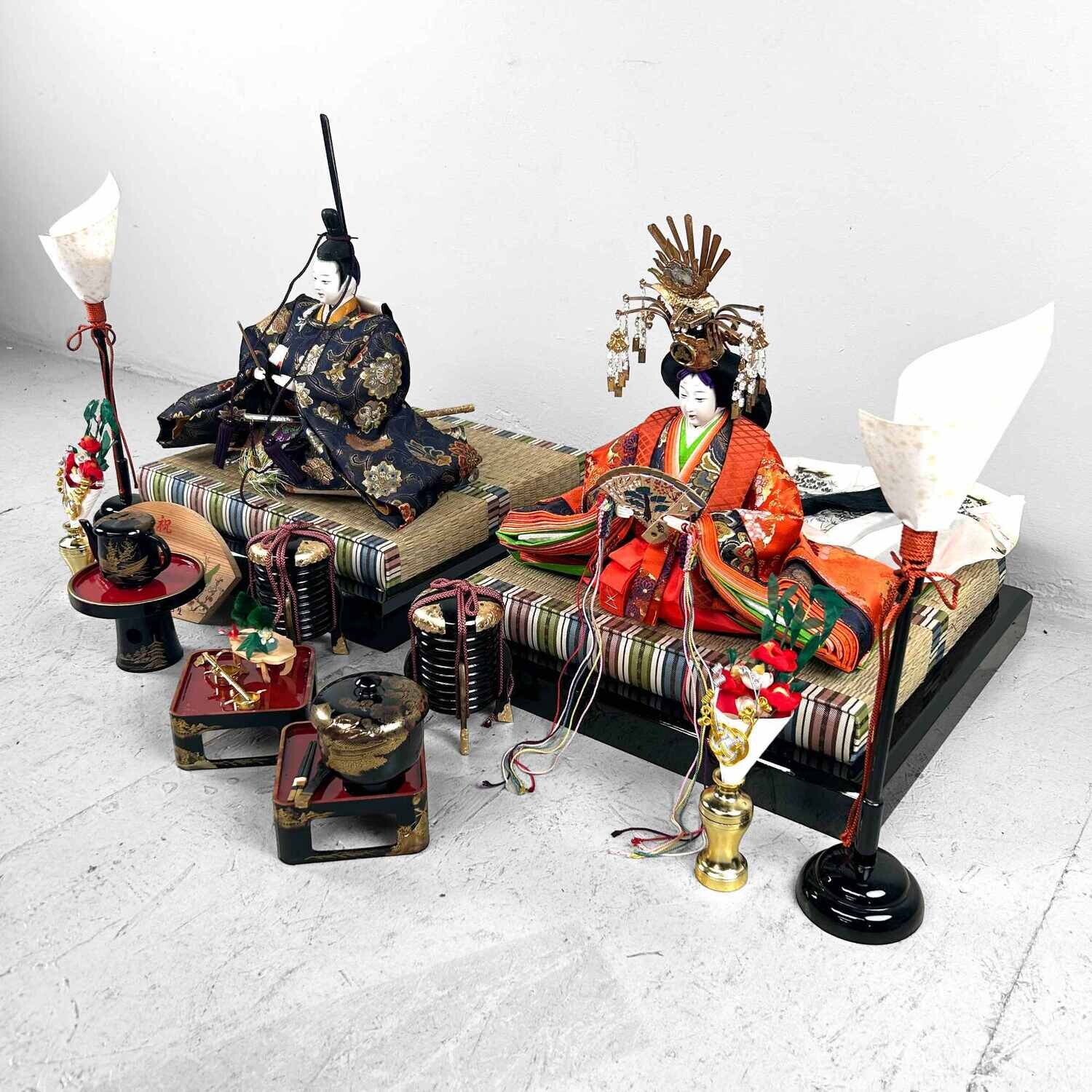 Luxueuze Keizer en Keizerin Hina-poppenset, 20ste eeuw, Japan