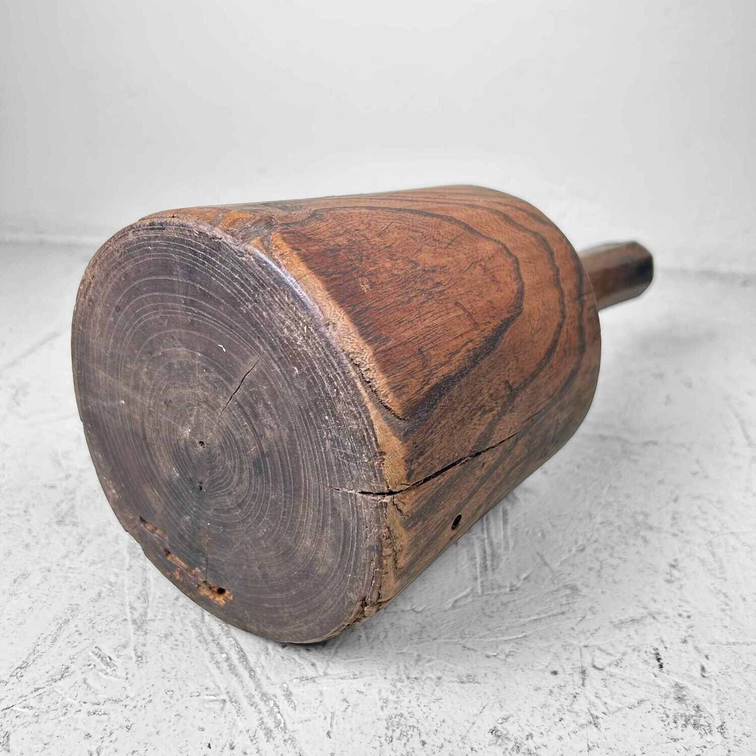 Antieke Houten Stro Hamer, Meiji-periode, Japan.