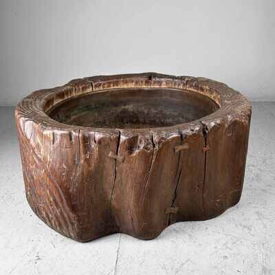 Unique Tree Trunk Hibachi (火鉢) Japan - Meiji Period (1868-1912)