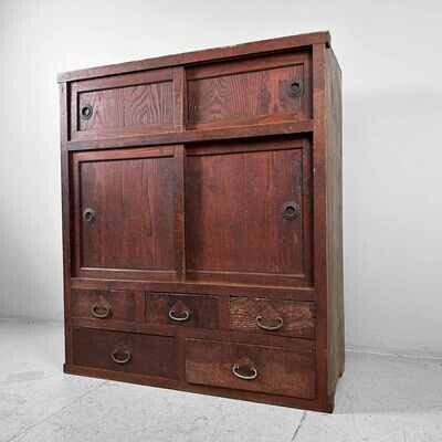 Traditional Japanese Tansu Storage Cabinet, Meiji Period.